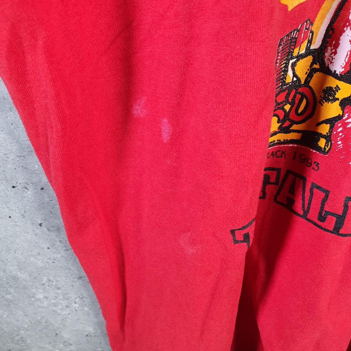 Vintage Best Fruit of the Loom Detroit Crime 1993 USA Single Stitch T Shirt Men’s Large Red Big Fish Vintage
