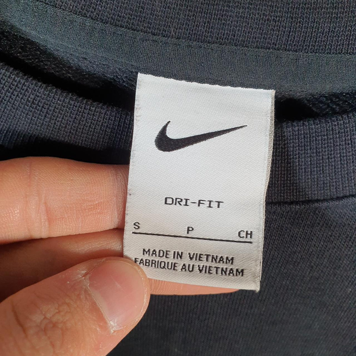 Vintage Nike Dri Fit Spellout Womens Small Black Swoosh Y2K Pullover