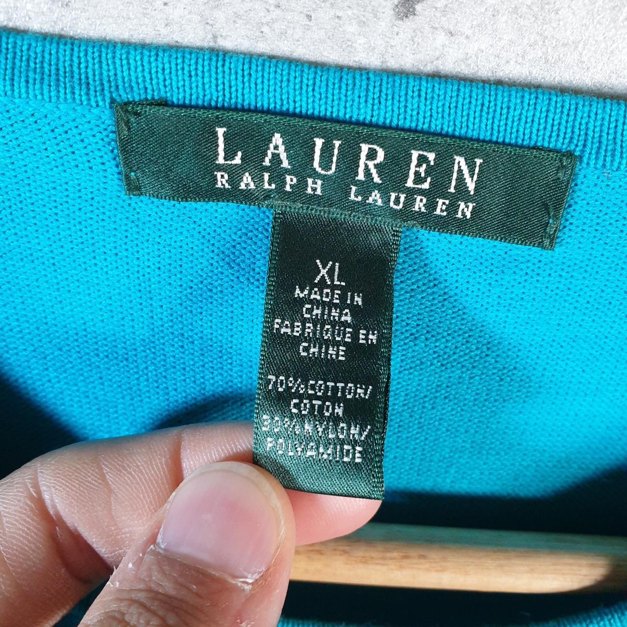 Vintage Ralph Lauren Polo Knit Sweater Womens XL Blue Striped Cotton Pullover