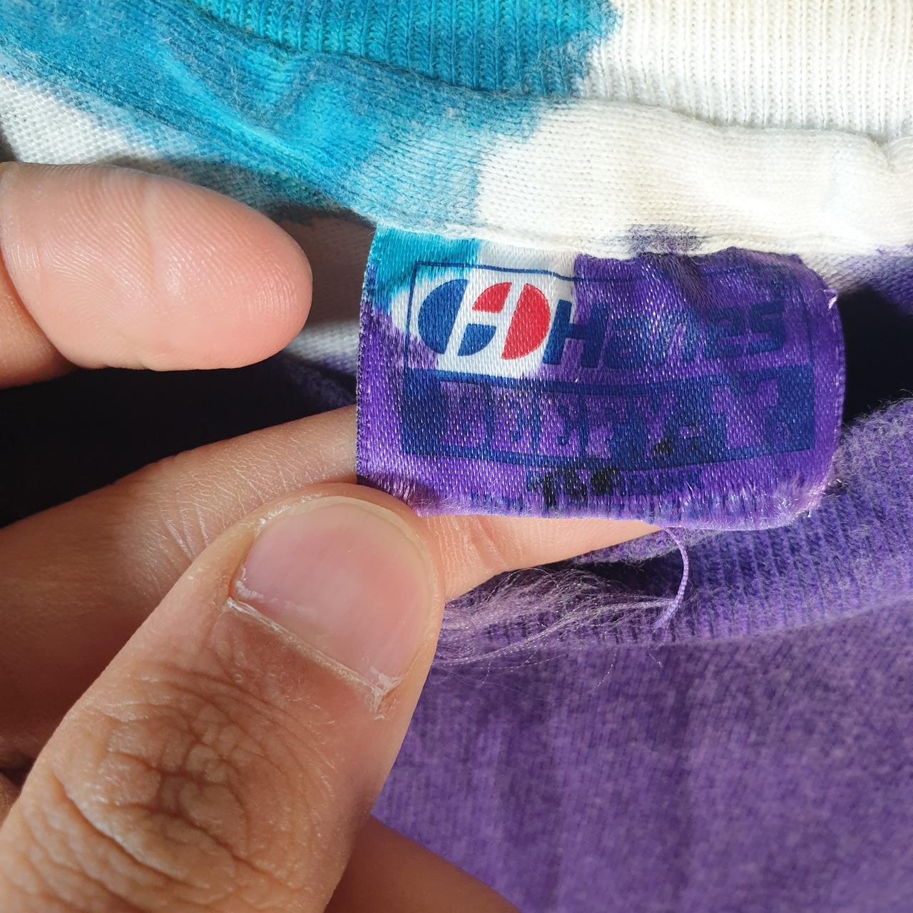 Vintage Hanes Tie Dye Graphic 90s USA Single Stitch T Shirt Men’s Large Blue