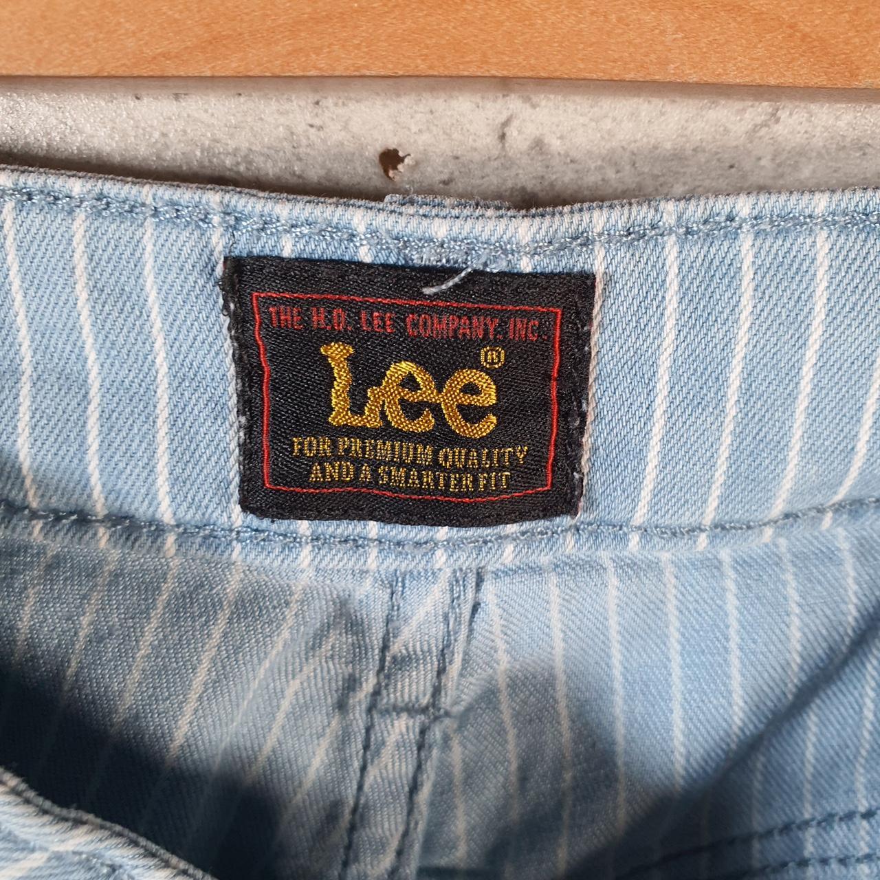 Vintage Lee Baggy Shorts Jorts Cargo Womens W30 Striped Blue Relaxed Cargo
