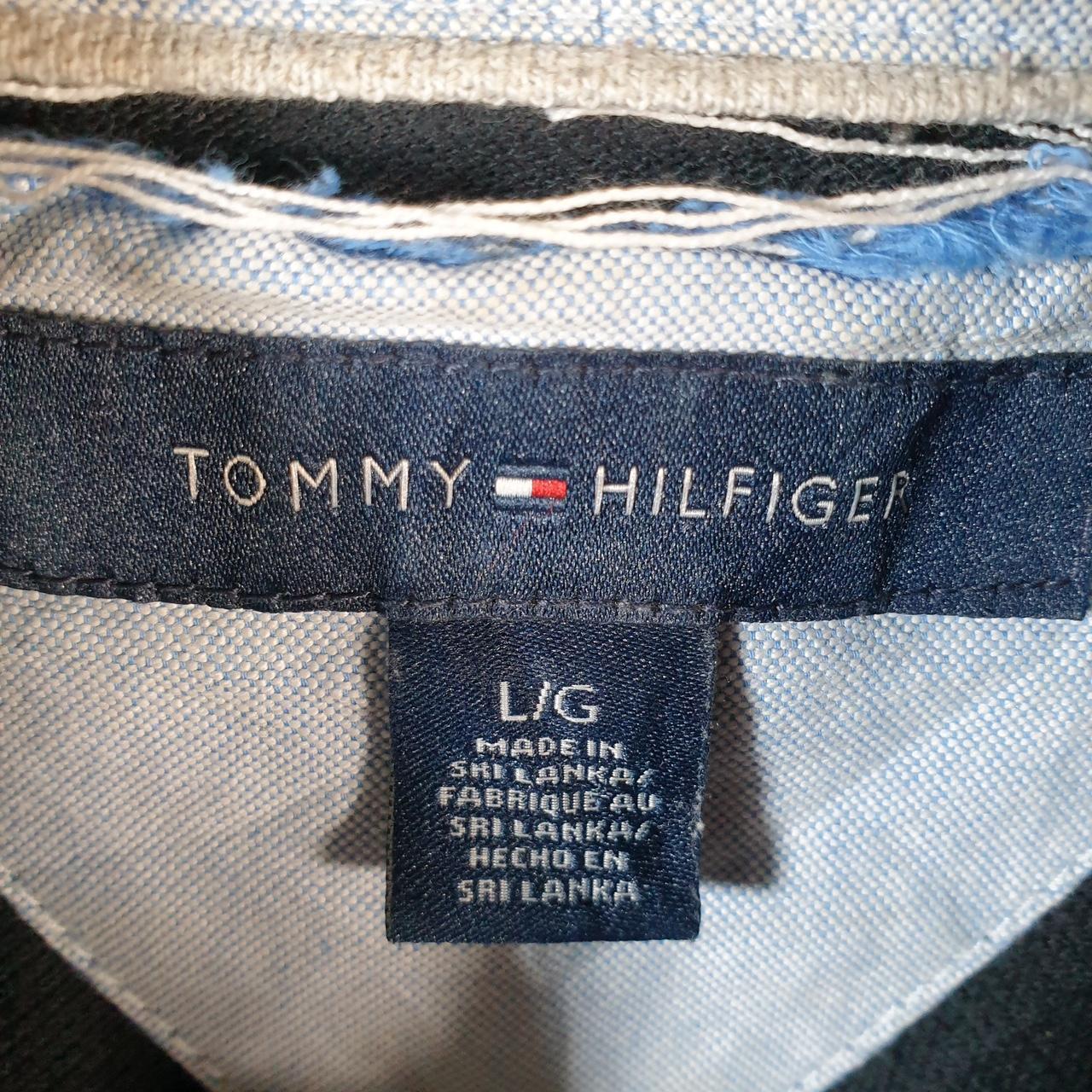 Vintage Tommy Hilfiger Spellout Crest Badges Polo Shirt Men’s Large Black Embroidered