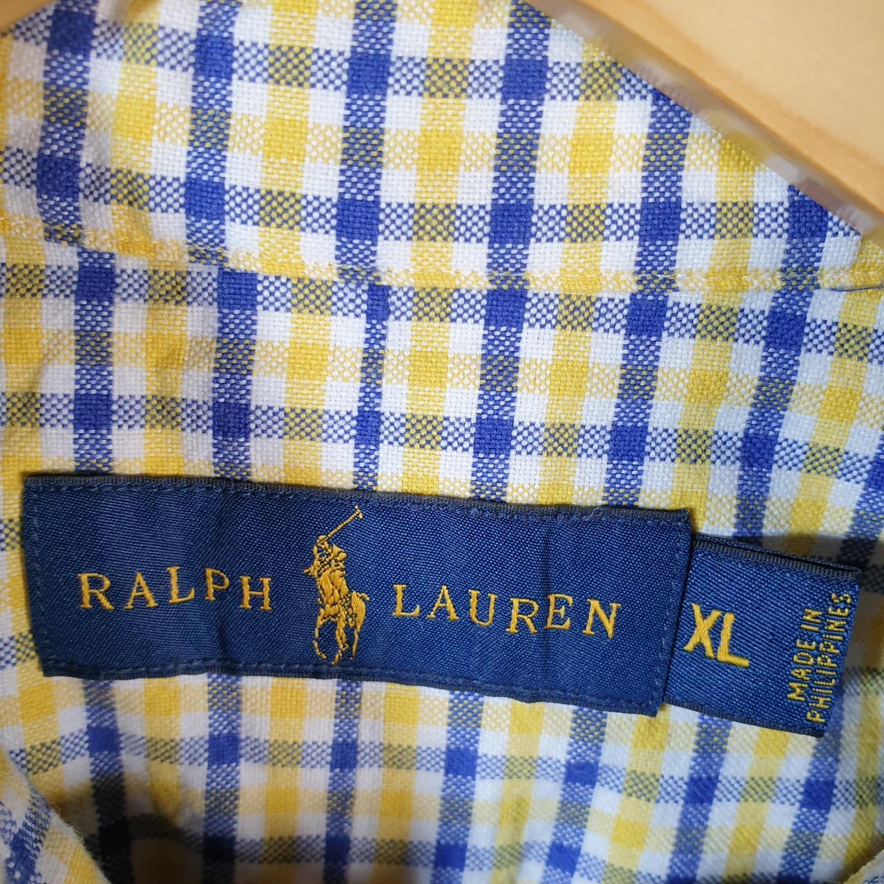 Vintage Ralph Lauren Button Down Shirt Men’s XL Yellow Custom Fit Cotton Pony