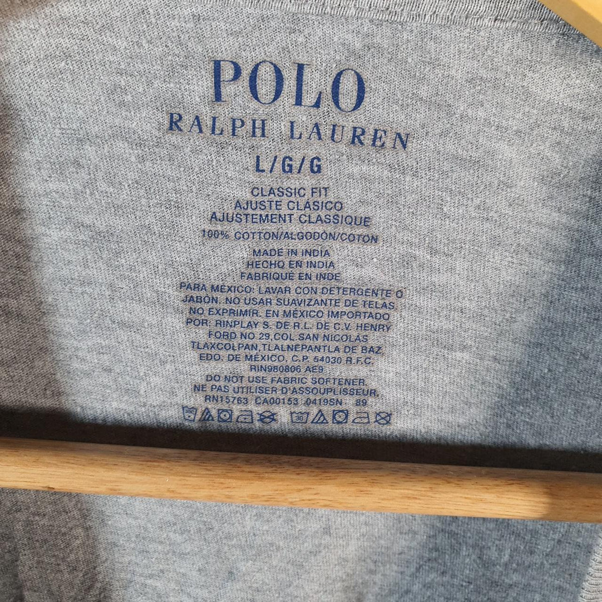 Vintage Ralph Lauren Polo Sport T Shirt Men’s Large Grey Classic Fit Embroidered Pony