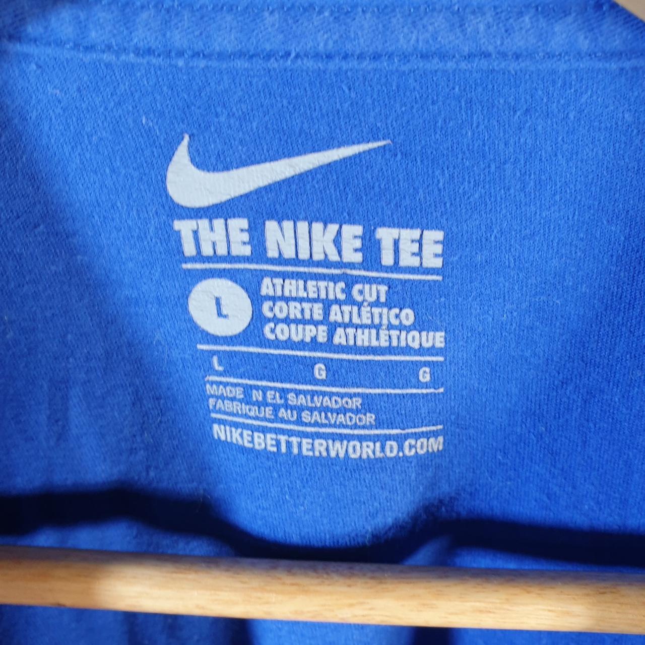 Vintage Nike Club Spellout T Shirt Men’s Large Blue Logo Swoosh Athletic