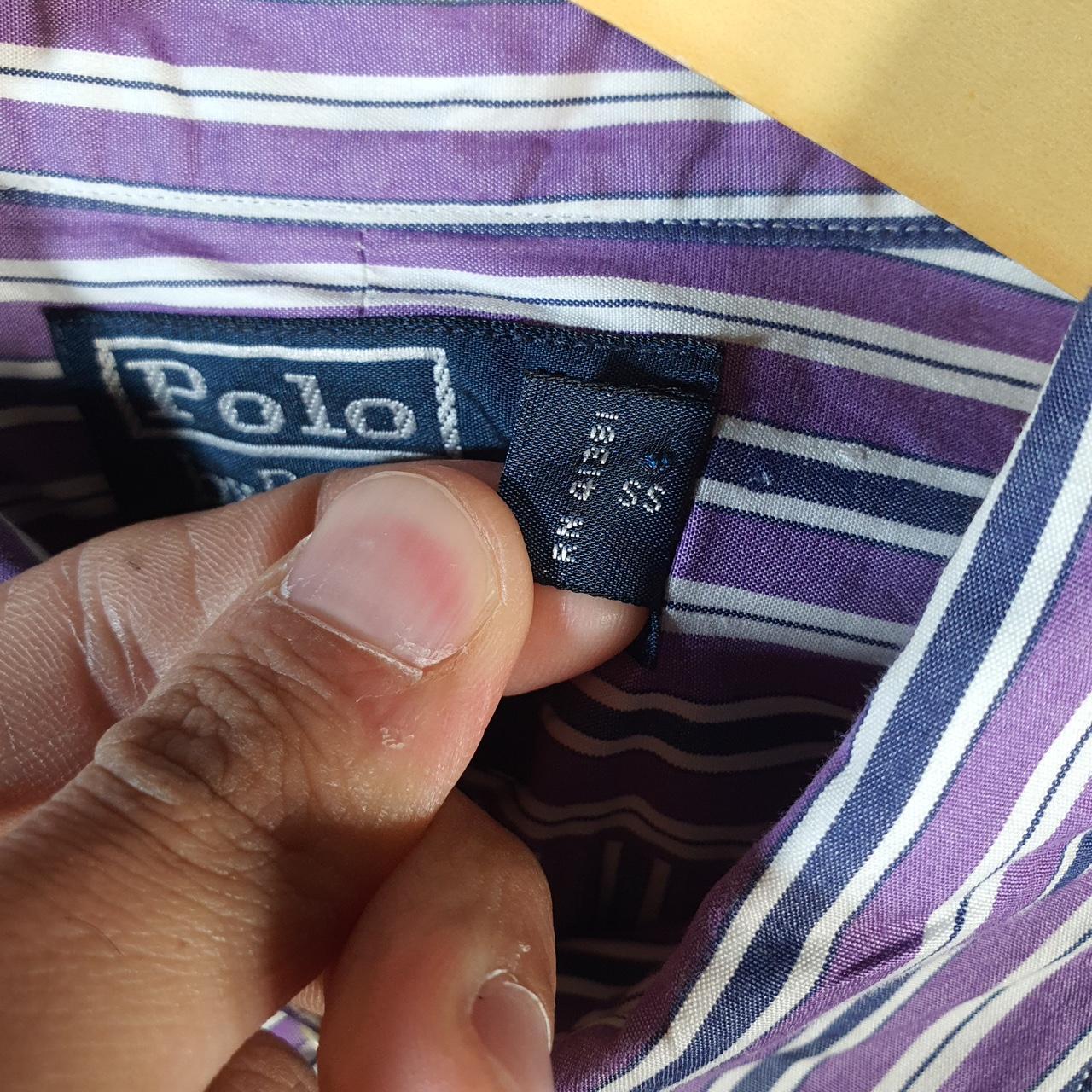 Vintage Ralph Lauren Button Down Shirt Men’s Large Purple Striped Curham Sport Cotton