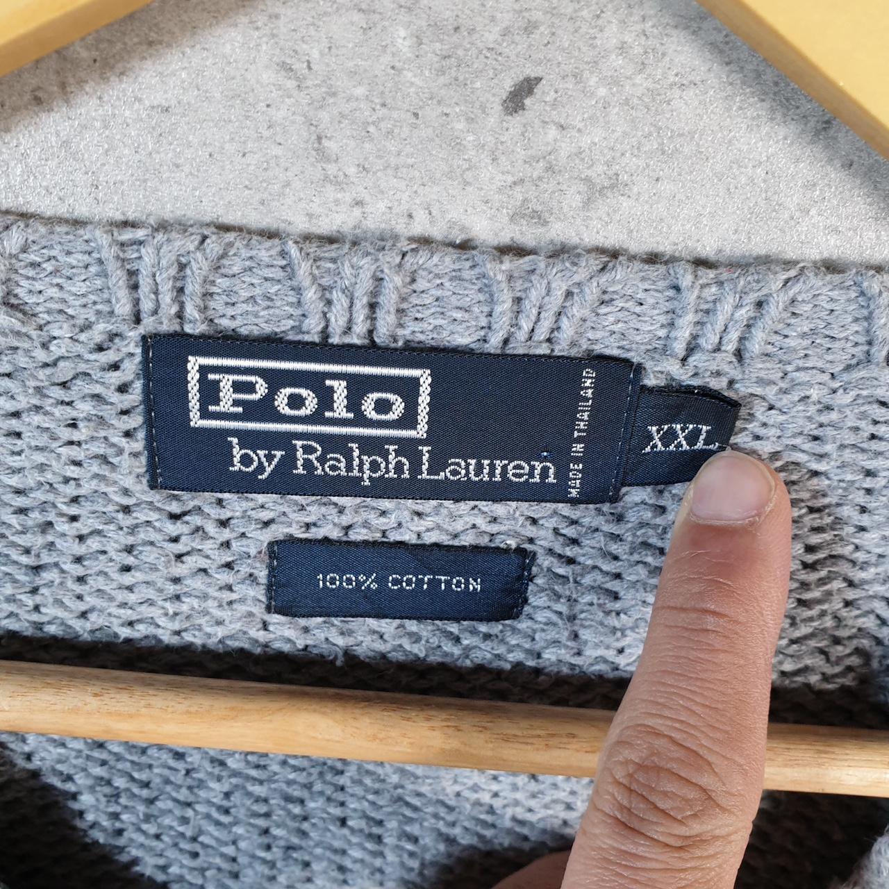 Vintage Ralph Lauren Polo Knit Sweatshirt Men’s 2XL Grey Cotton Pullover Pony