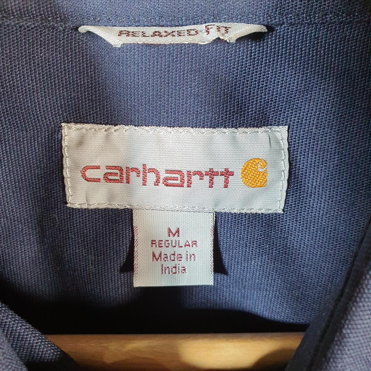 Vintage Carhartt Shirt Button Down Mens Medium Blue Long Sleeve Chore Utility Relaxed - Big Fish Vintage