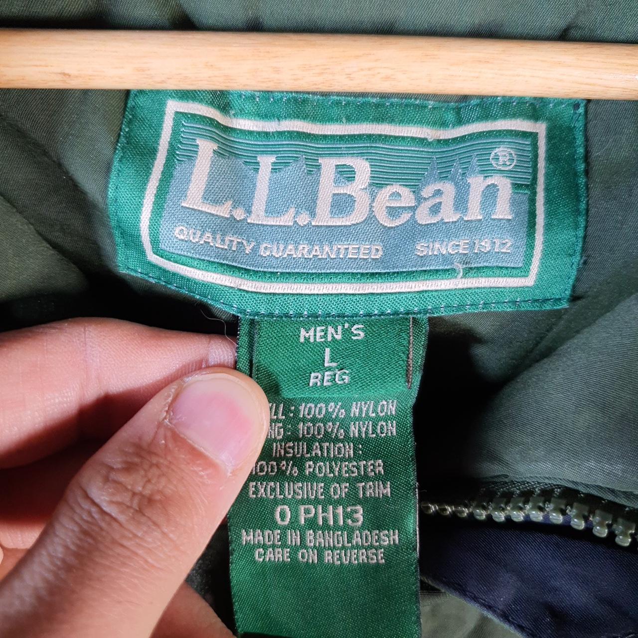 Vintage L.L. Bean Outdoors Nylon Jacket Mens Large Green Waterproof Hooded
