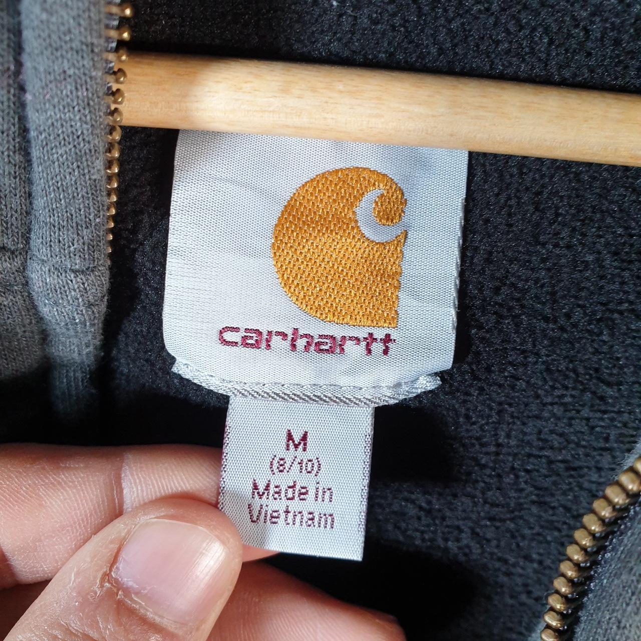 Vintage Carhartt Hoodie Womens Medium Grey Full Zip Blank Sweatshirt USA Relaxed Fit Big Fish Vintage