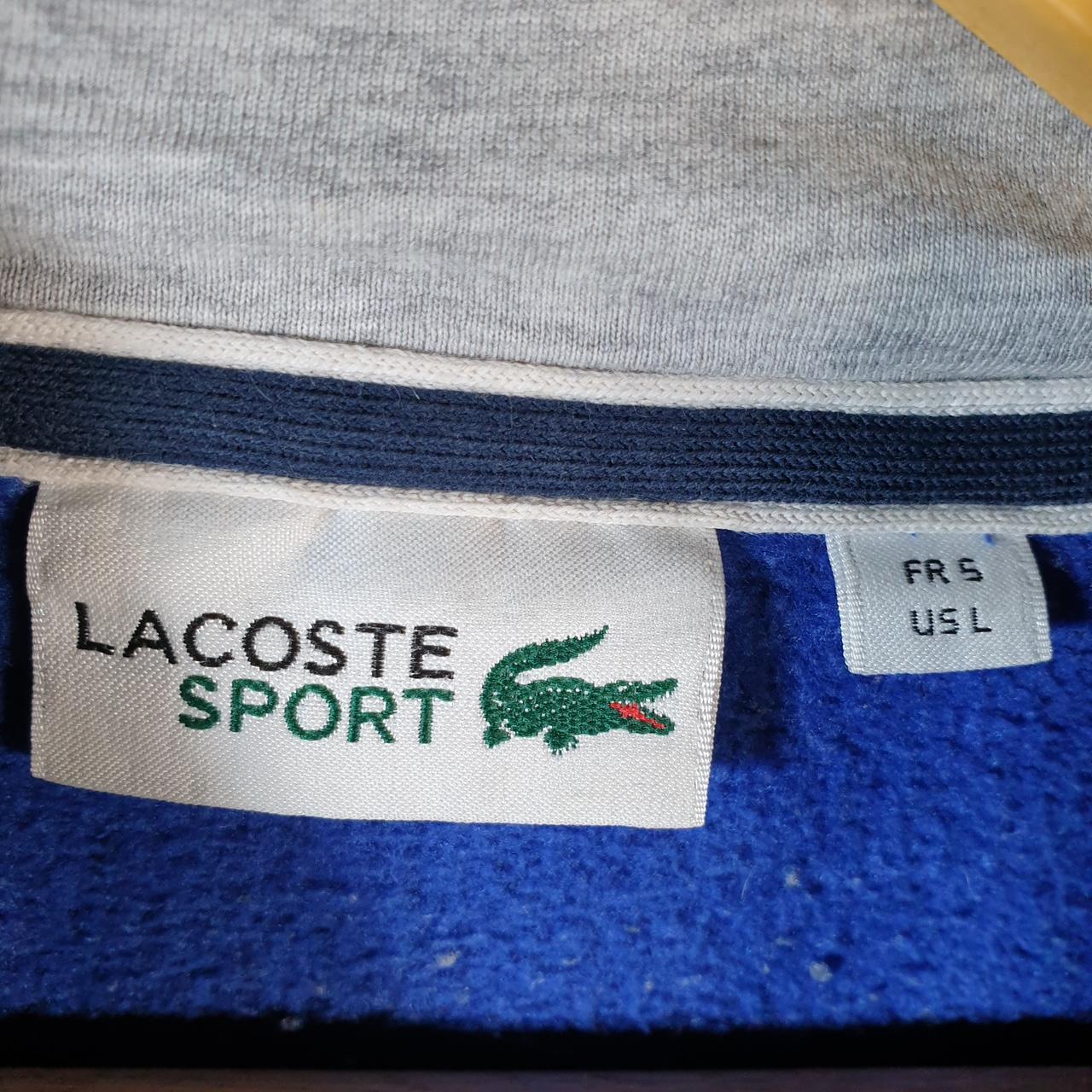 Vintage Lacoste Hoodie Men’s Large Blue Pullover Logo Y2K Jumper Logo