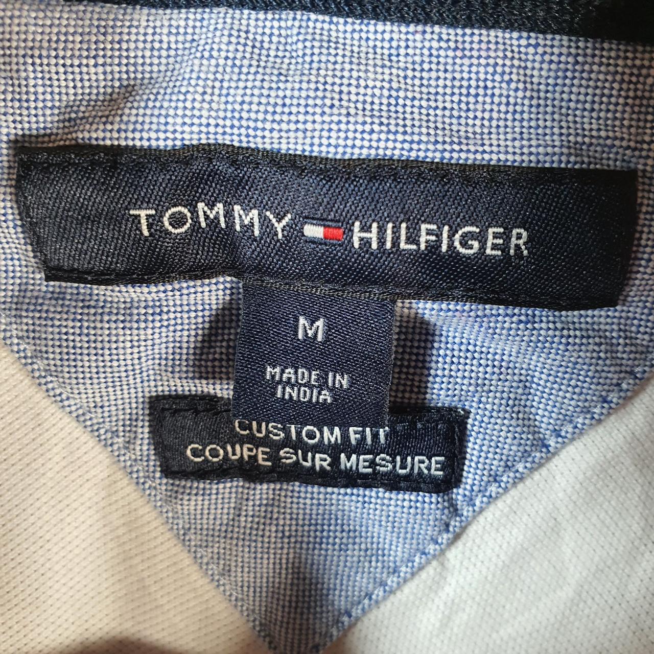 Vintage Tommy Hilfiger Spellout Polo Shirt Men’s Medium White Custom Fit Embroidered Logo