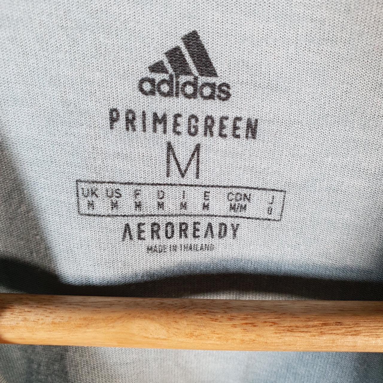 Vintage Adidas PrimeGreen T Shirt Men’s Medium Blue Three Stripes Logo Athletic