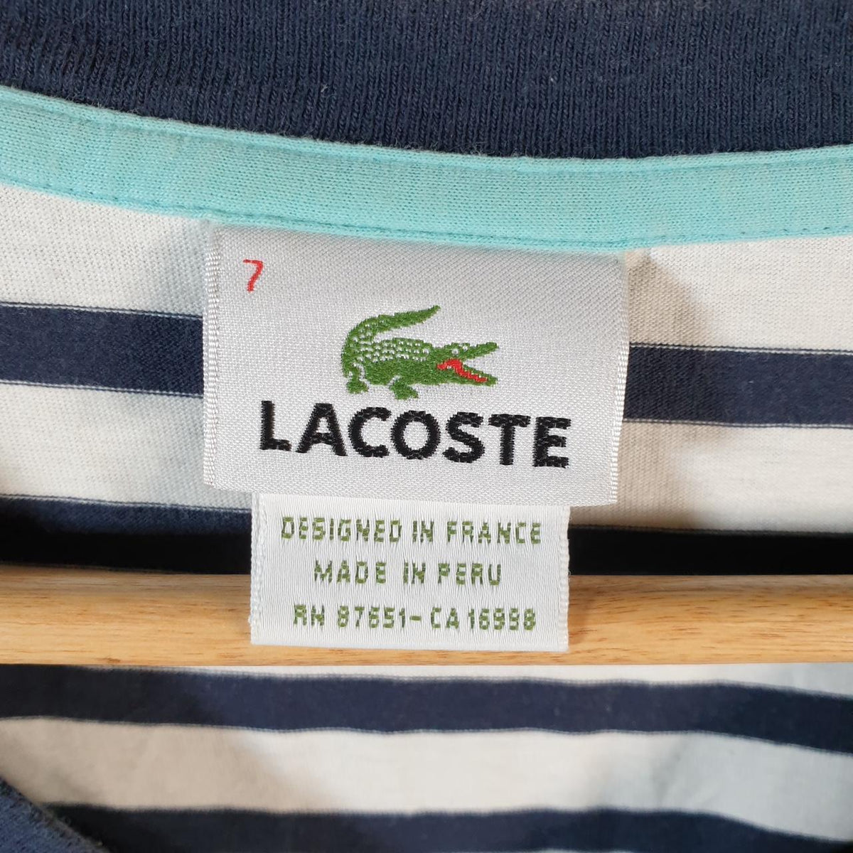 Vintage Lacoste Striped T Shirt Men’s Large Black Embroidered Logo Graphic