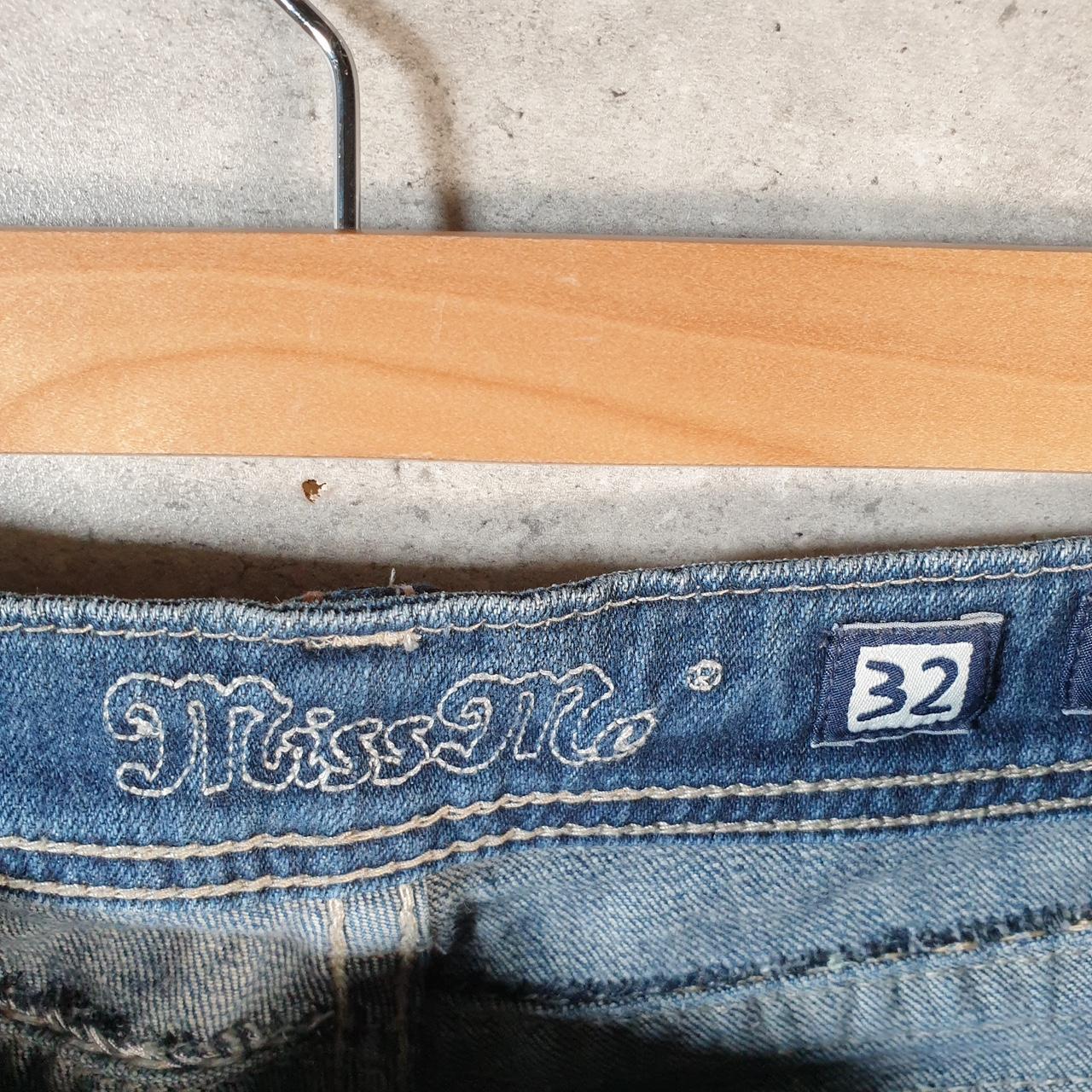 Vintage Miss Me Baggy Y2K Hip Hop Jeans Shorts Jorts Womens W32 Blue Denim Low Rise