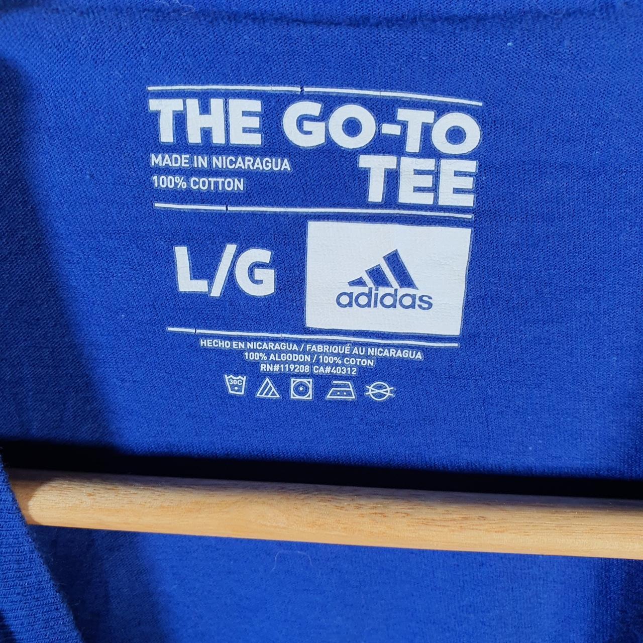 Vintage Adidas Go To Tee T Shirt Men’s Large Blue Three Stripes Logo Athletic