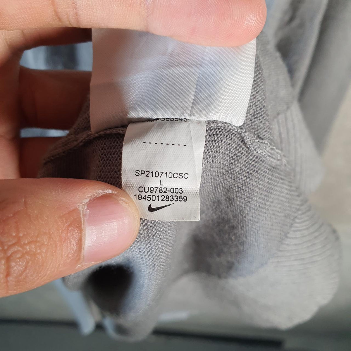 Vintage Nike Knit Wool Club Sweatshirt Mens Large Grey Swoosh Y2K Pullover Logo