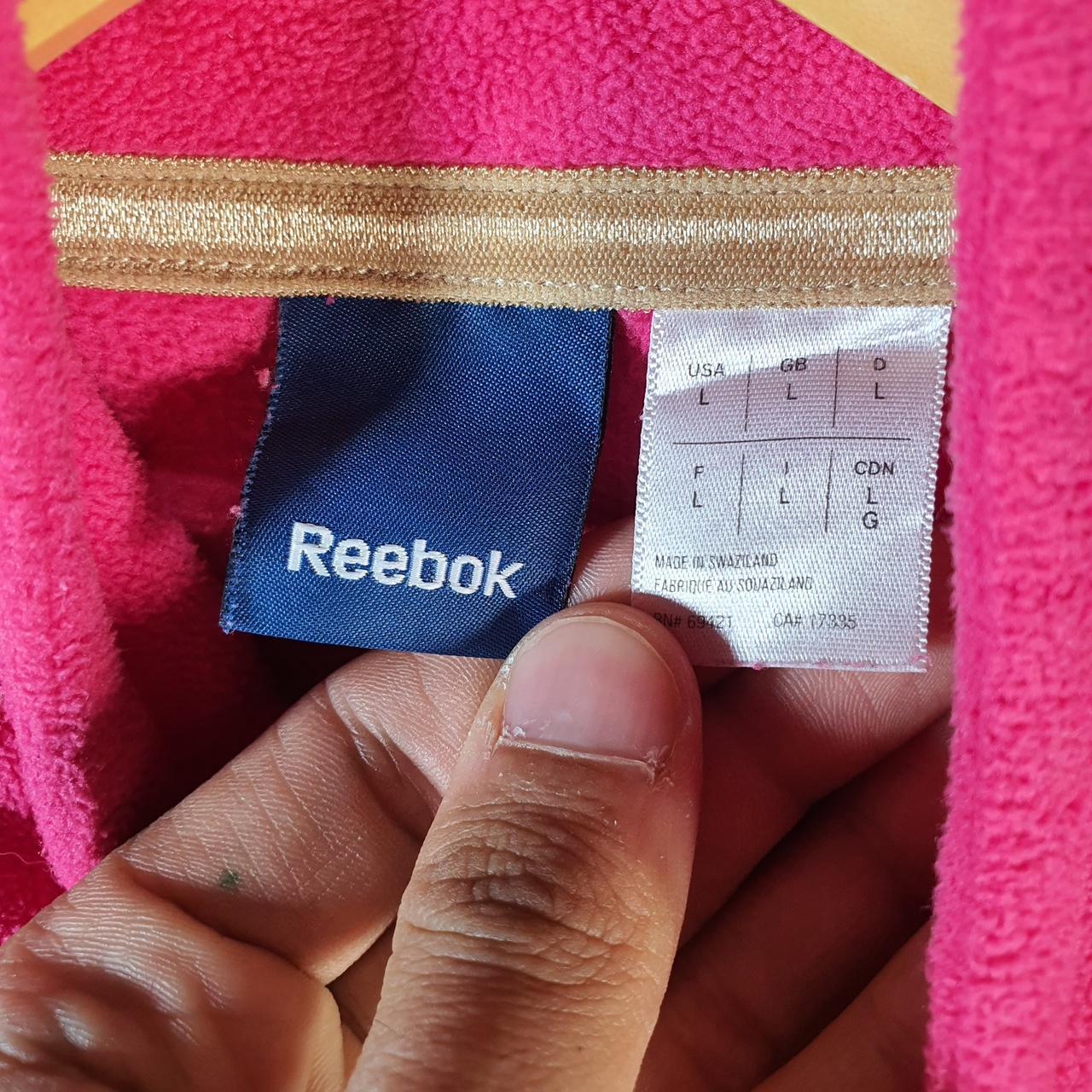 Vintage Reebok 1/4 Zip Fleece Sweatshirt  Womens Large Pink Full Zip Logo