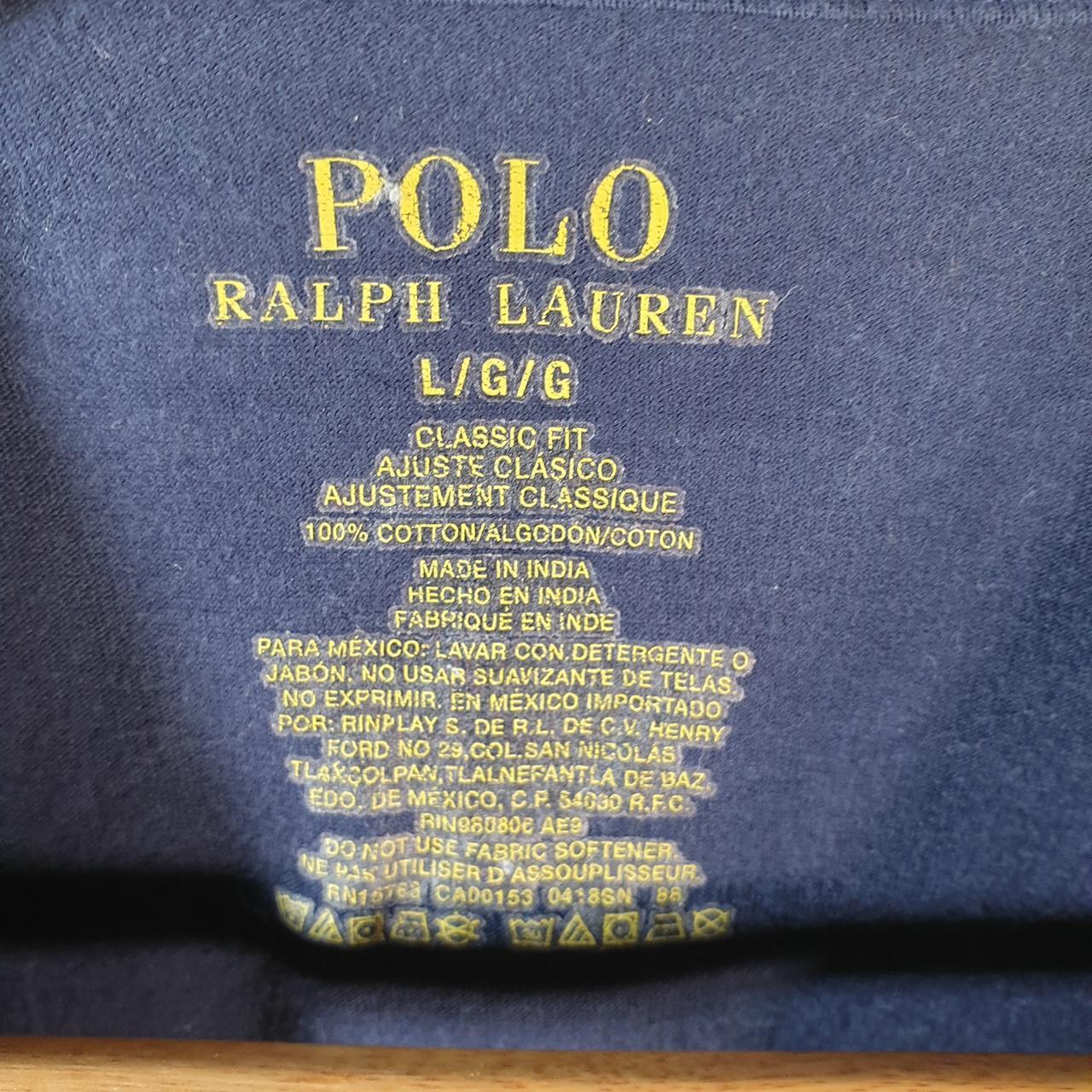 Vintage Ralph Lauren Polo T Shirt Men’s Large Navy Blue Embroidered Classic Fit Pony C9043