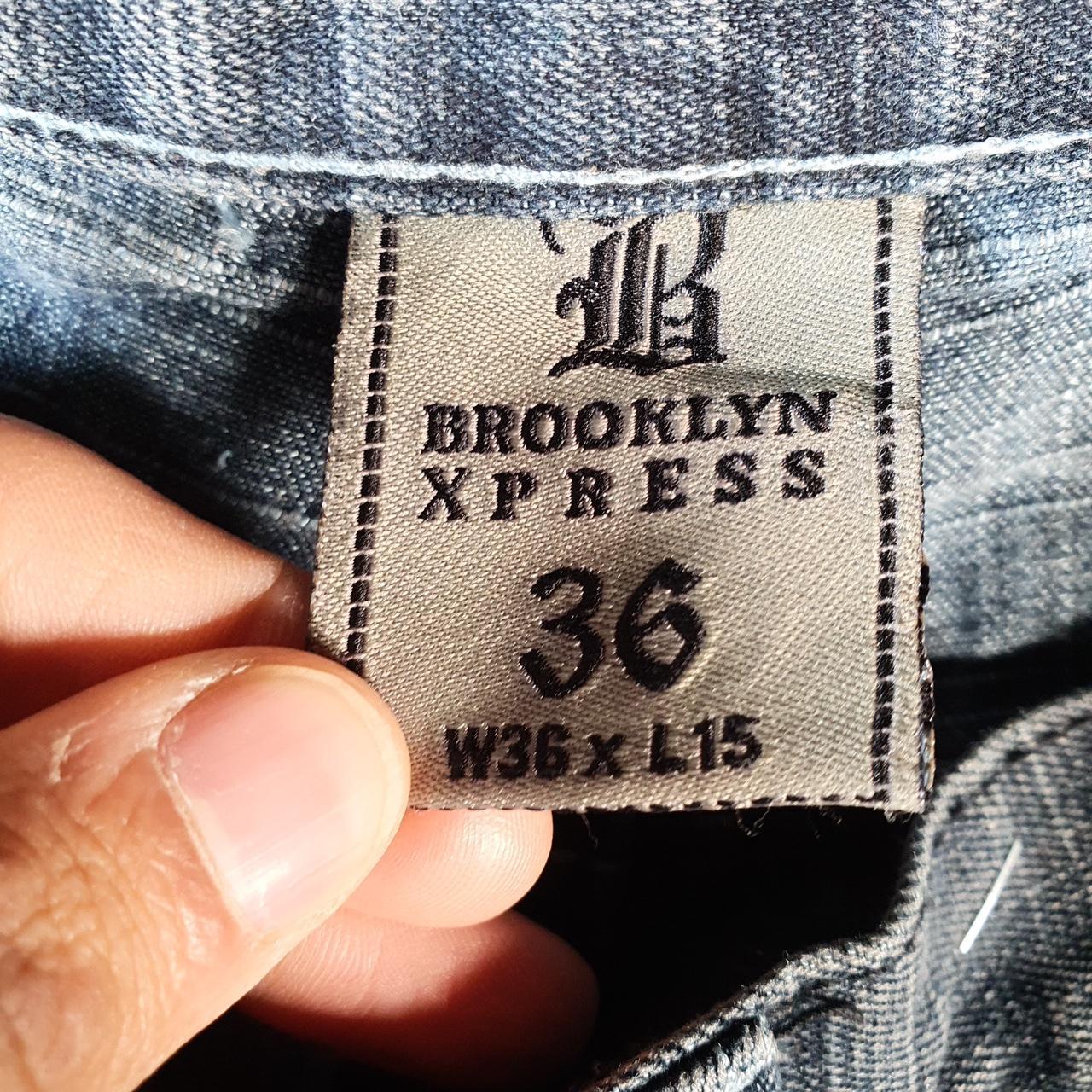 Vintage Brooklyn Express Baggy Y2K Hip Hop Jorts Shorts Mens W36 Grey Denim USA A4668