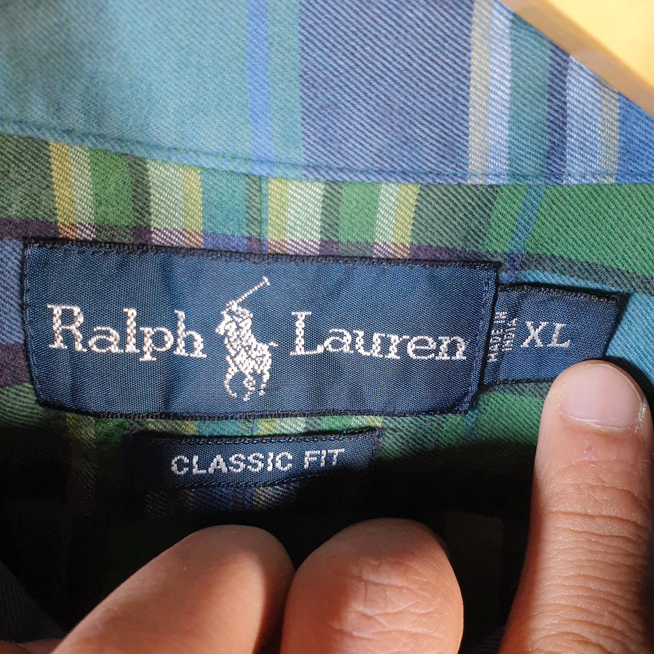 Vintage Ralph Lauren Button Down Shirt Men’s XL Green Checkered Classic Fit Cotton Pony