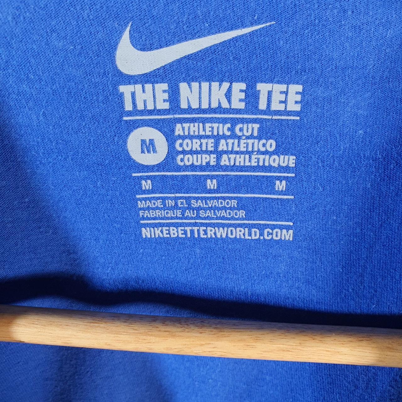 Vintage Nike Graphic Spellout T Shirt Men’s Medium Blue Logo Swoosh Athletic