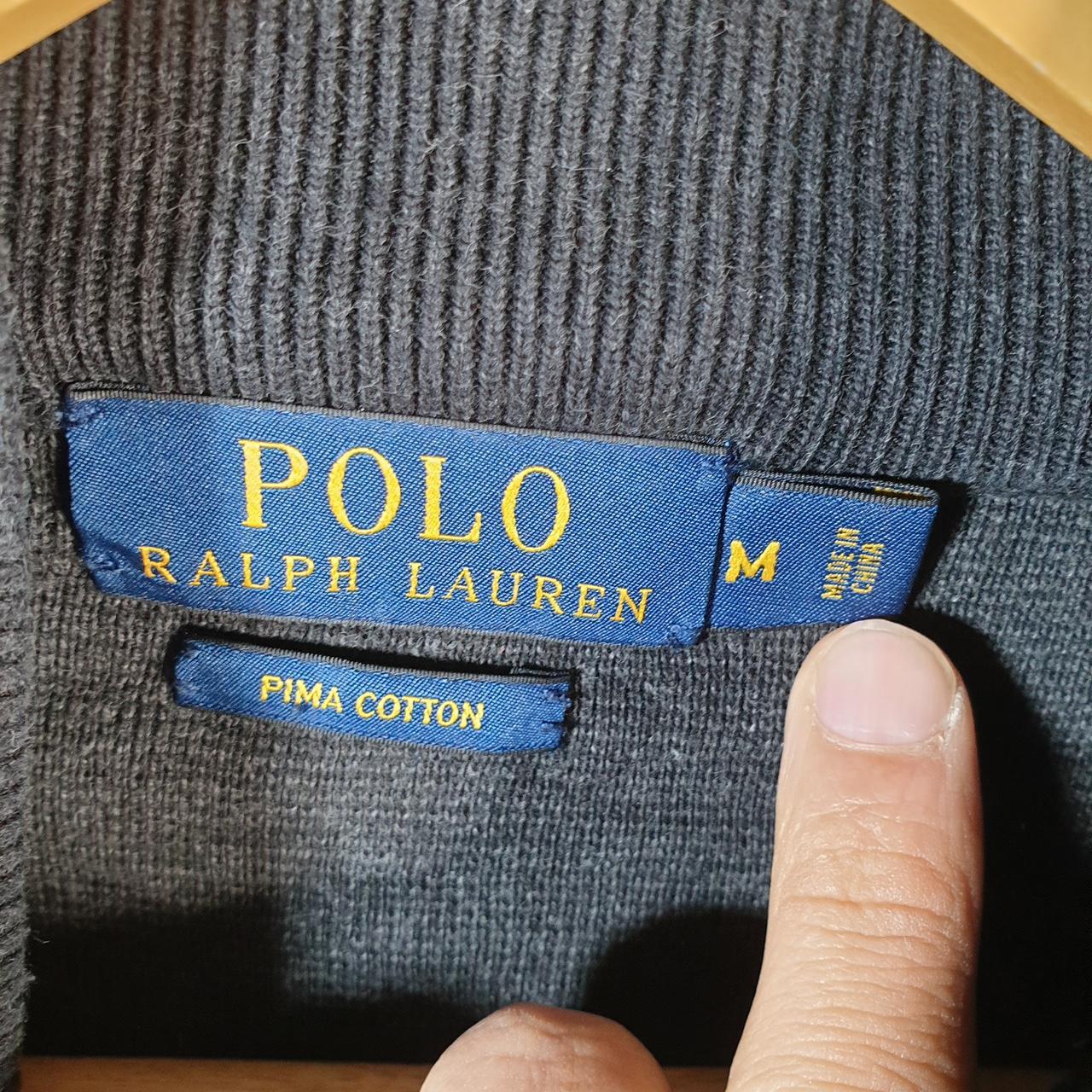 Vintage Ralph Lauren Polo Sweatshirt Men’s Medium Grey Pima Cotton Full Zip Pony