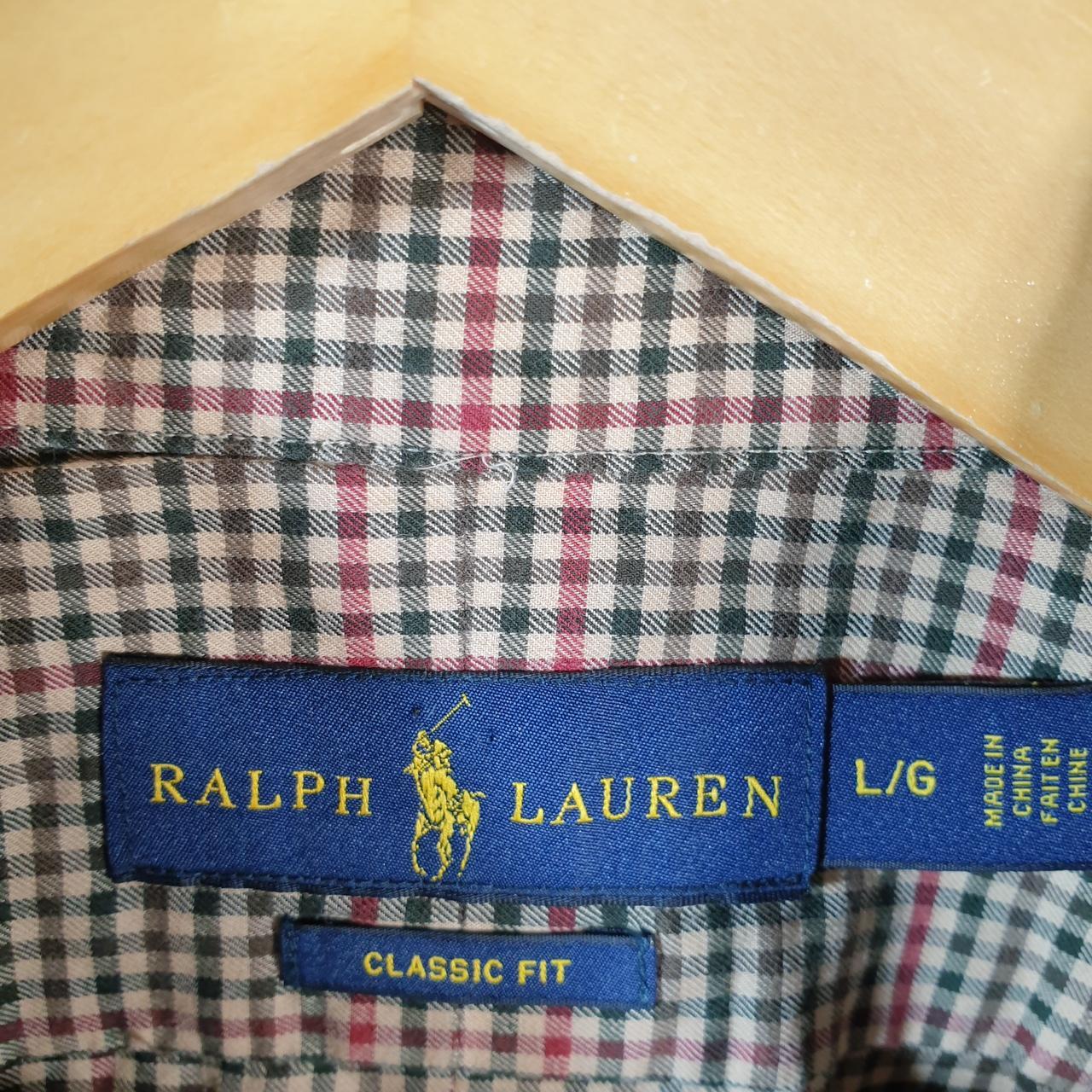 Vintage Ralph Lauren Button Down Shirt Men’s Large Green Checkered Classic Fit Cotton Pony Big Fish Vintage