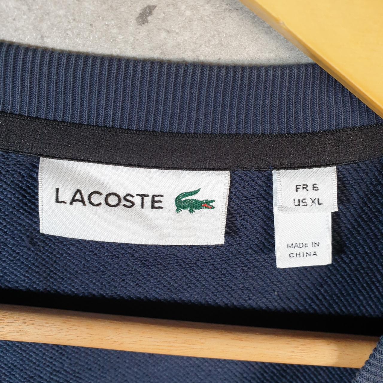 Vintage Lacoste Sweatshirt Men’s Large Navy Blue Pullover Logo Y2K Jumper Logo