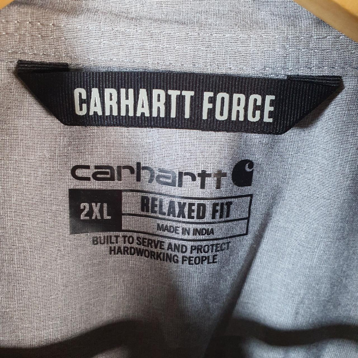 Vintage Carhartt Shirt Button Down Mens 2XL Grey Long Sleeve Chore Utility Relaxed - Big Fish Vintage
