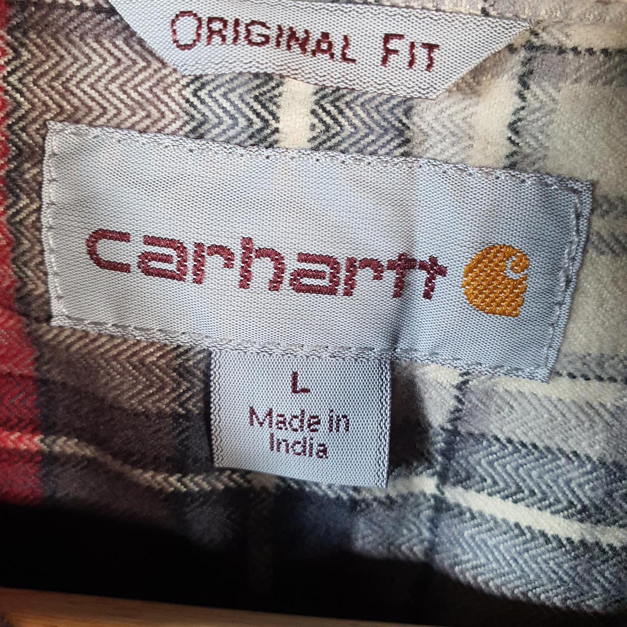 Vintage Carhartt Shirt Button Down Mens L Red Long Sleeve Utility Original Fit