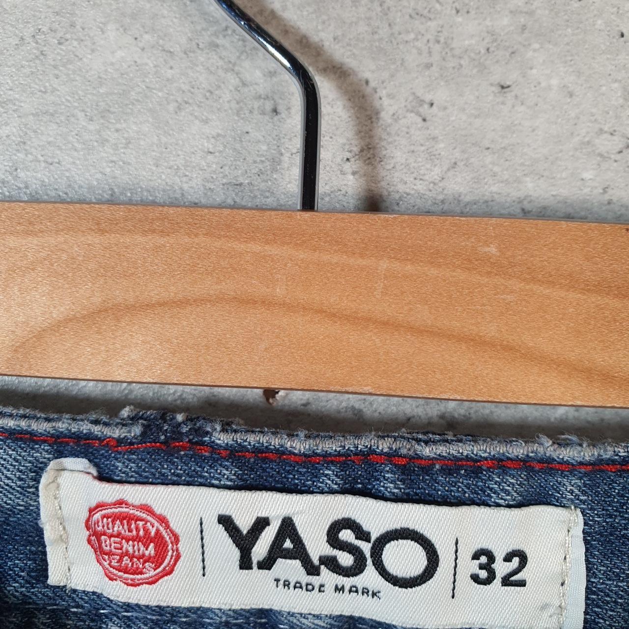 Vintage Yaso Baggy Y2K Hip Hop Jeans Mens W32 Blue Embroidered Denim Big Fish Vintage