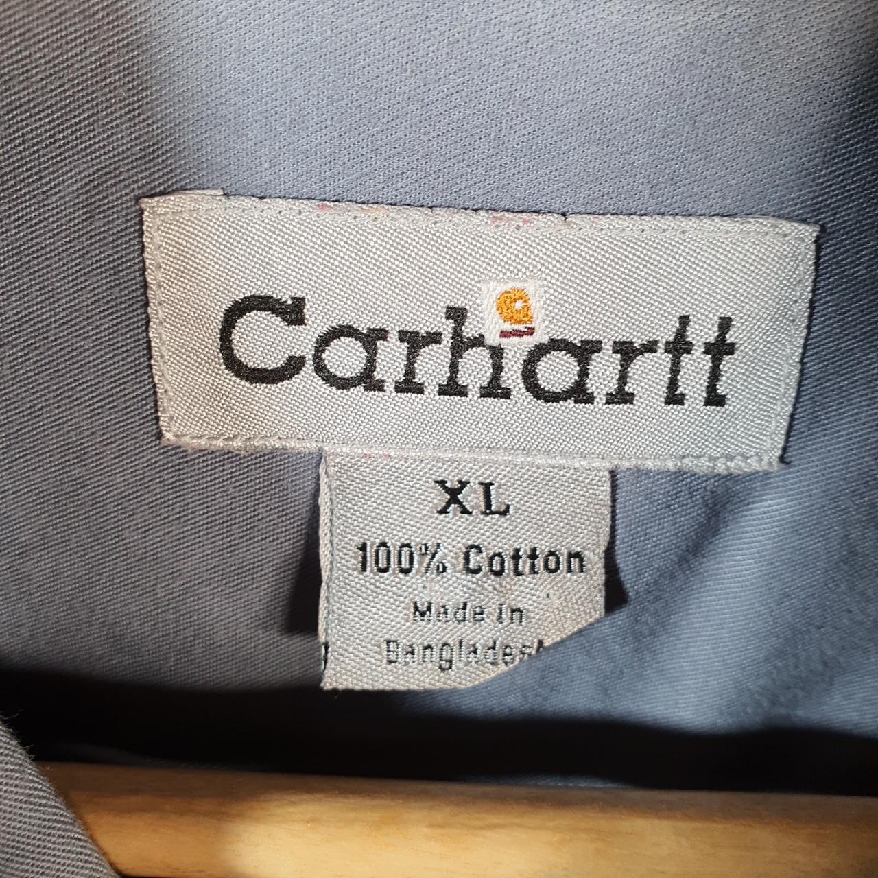 Vintage Carhartt Shirt Button Down Mens XL Burgundy Red Short Sleeve Chore Utility Relaxed - Big Fish Vintage