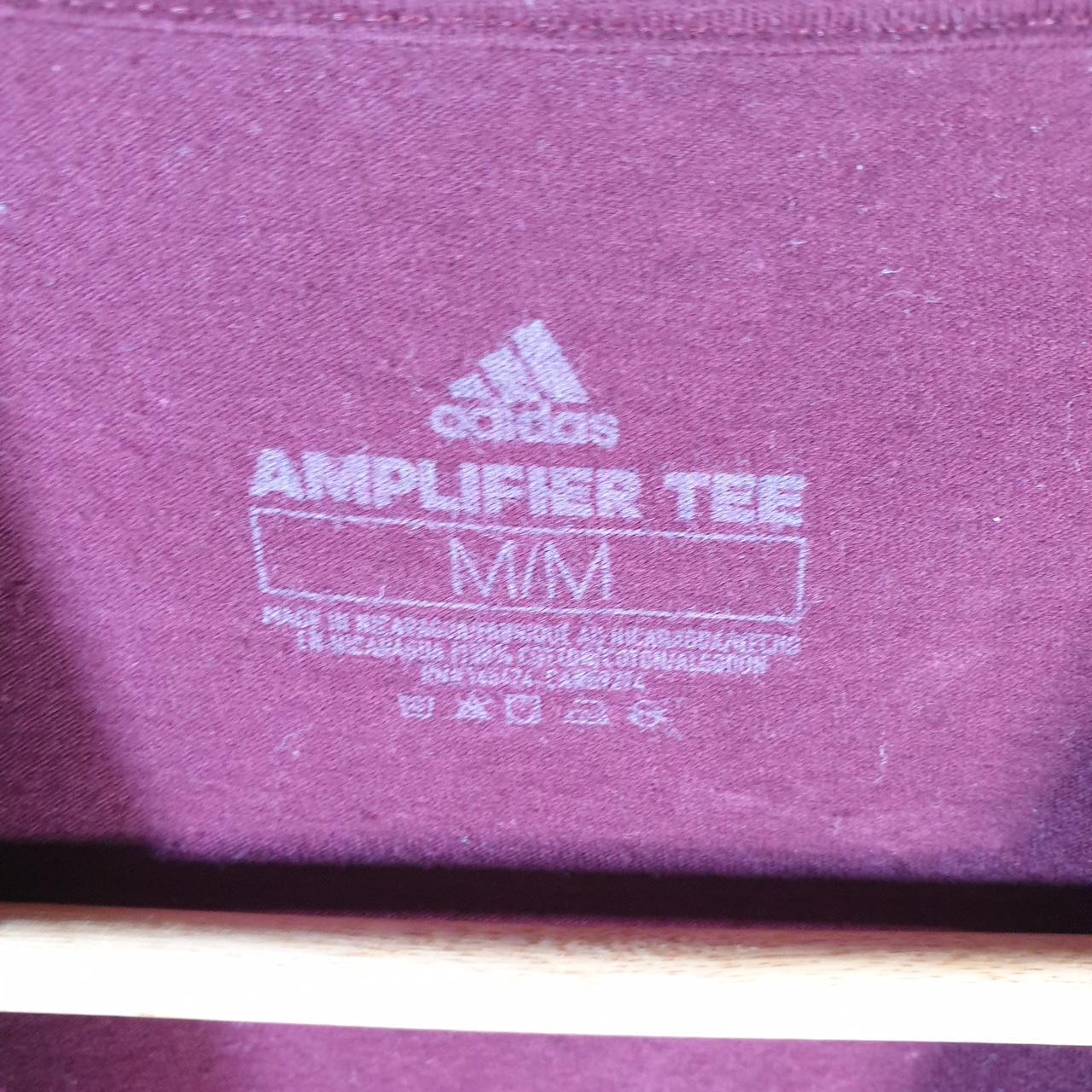 Vintage Adidas Amplifier T Shirt Men’s Medium Burgundy Red Three Stripes Logo Athletic