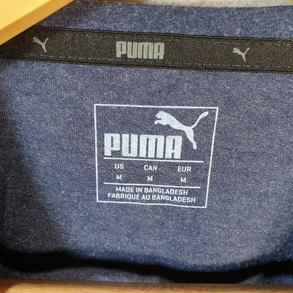 Vintage Puma Spellout T Shirt Men’s Medium Blue Logo Athletic C9875