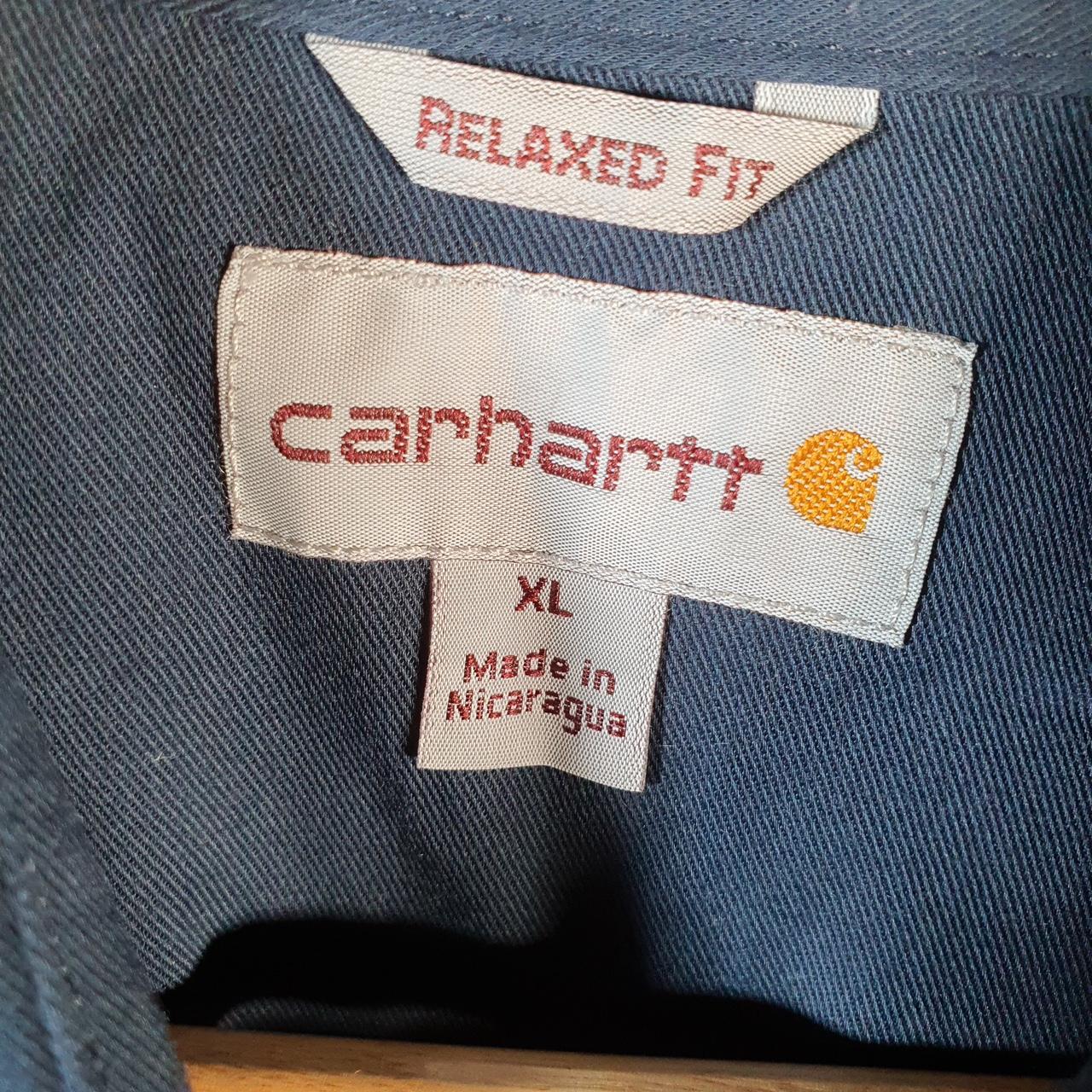 Vintage Carhartt Shirt Button Down Mens XL Navy Blue Long Sleeve Relaxed Fit