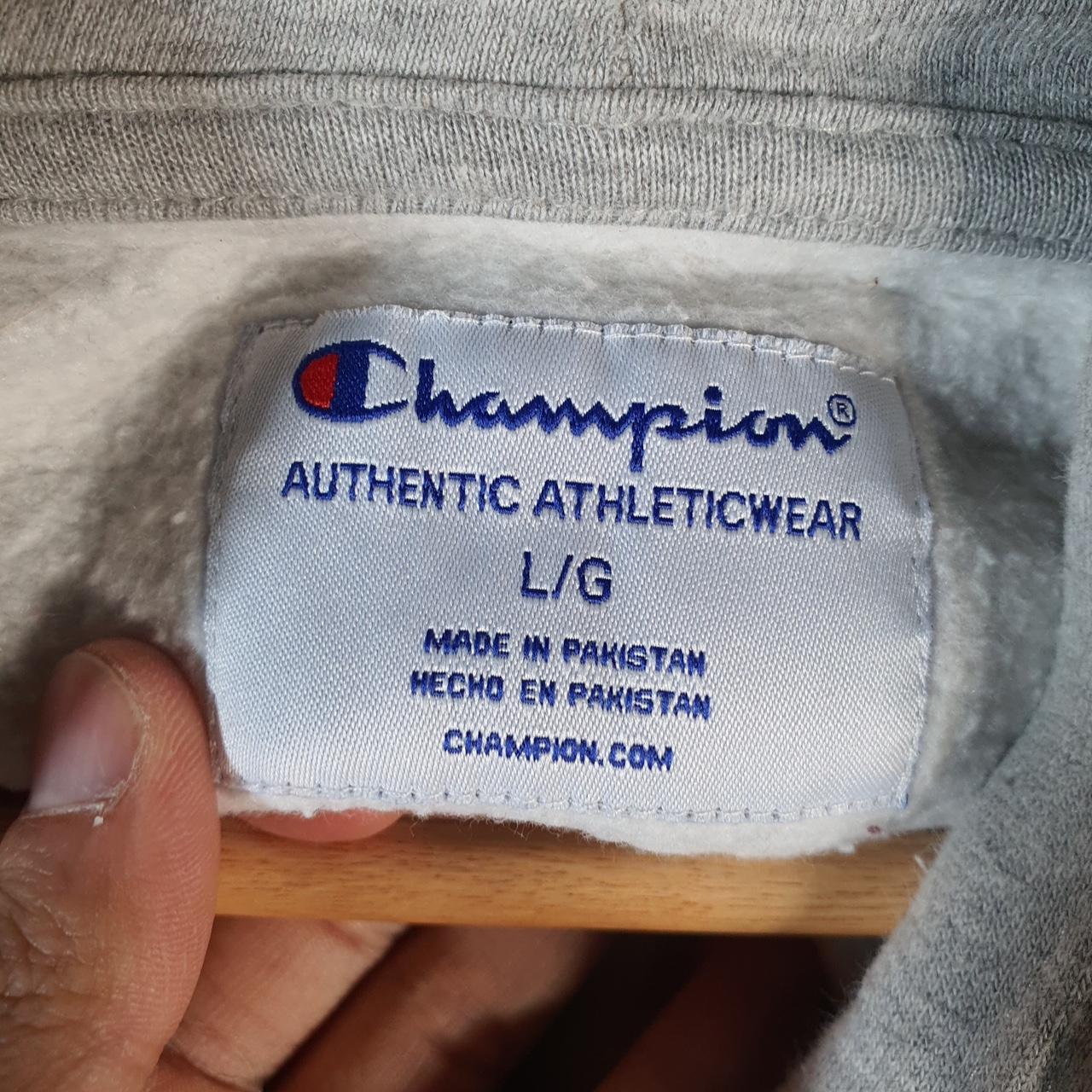 Vintage Champion Hoodie Men’s Large Grey Pro Sport Spellout Pullover