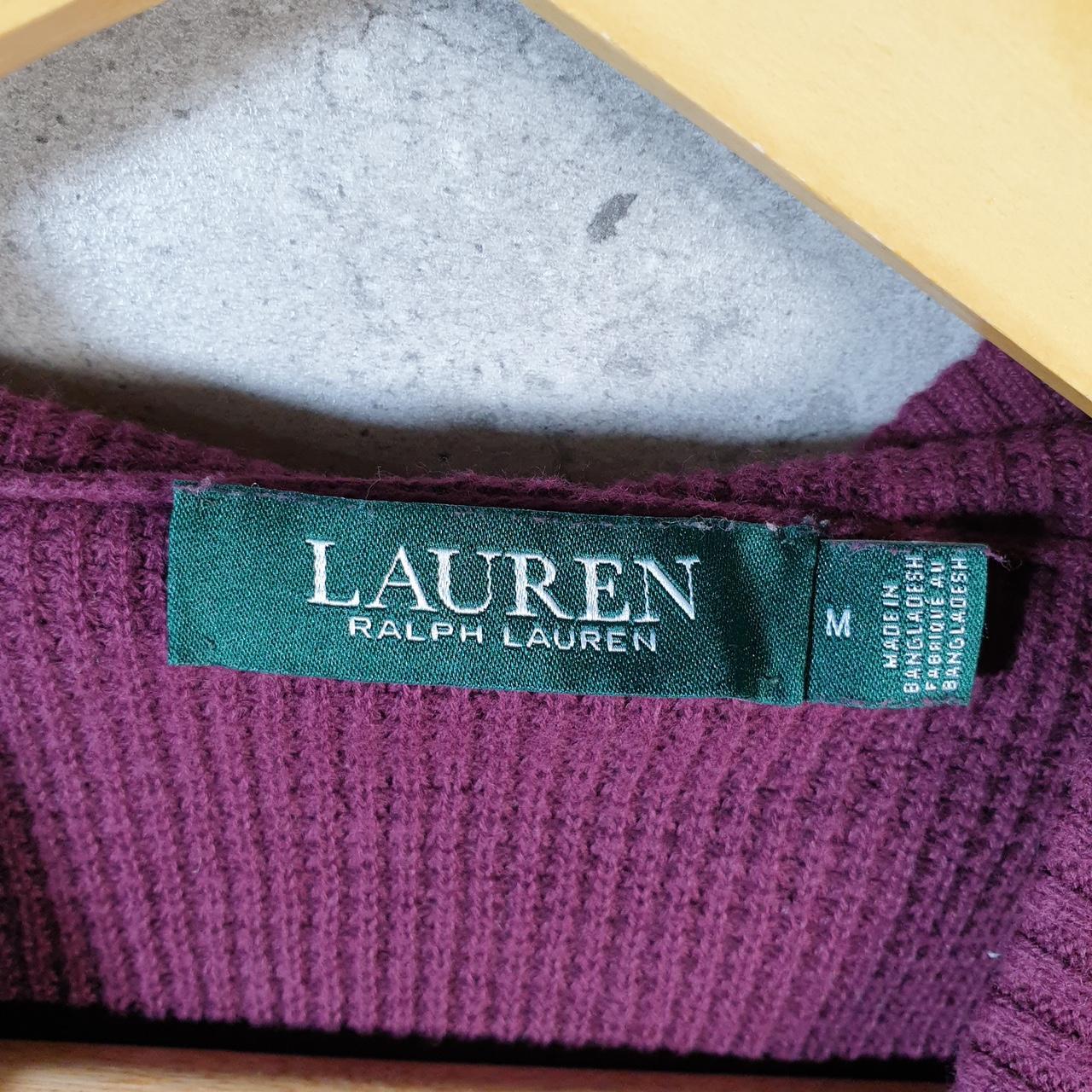 Vintage Ralph Lauren Polo Knit Sweater Womens Medium Burgundy Cotton Pullover