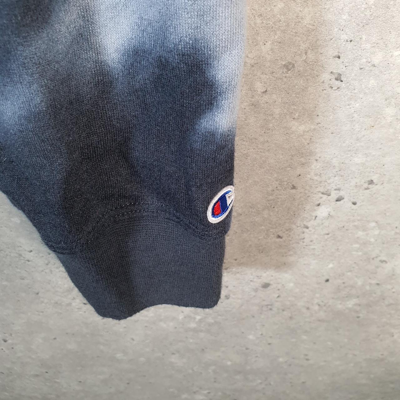 Vintage Champion Hoodie Womens Large Grey Tie Dye USA Pullover Spellout Logo