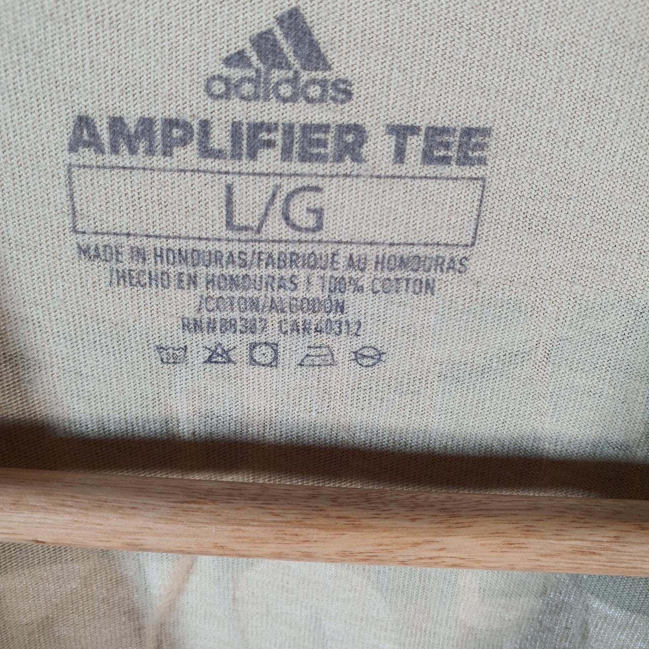 Vintage Adidas Amplifier Retro T Shirt Men’s Large Yellow Three Stripes Logo