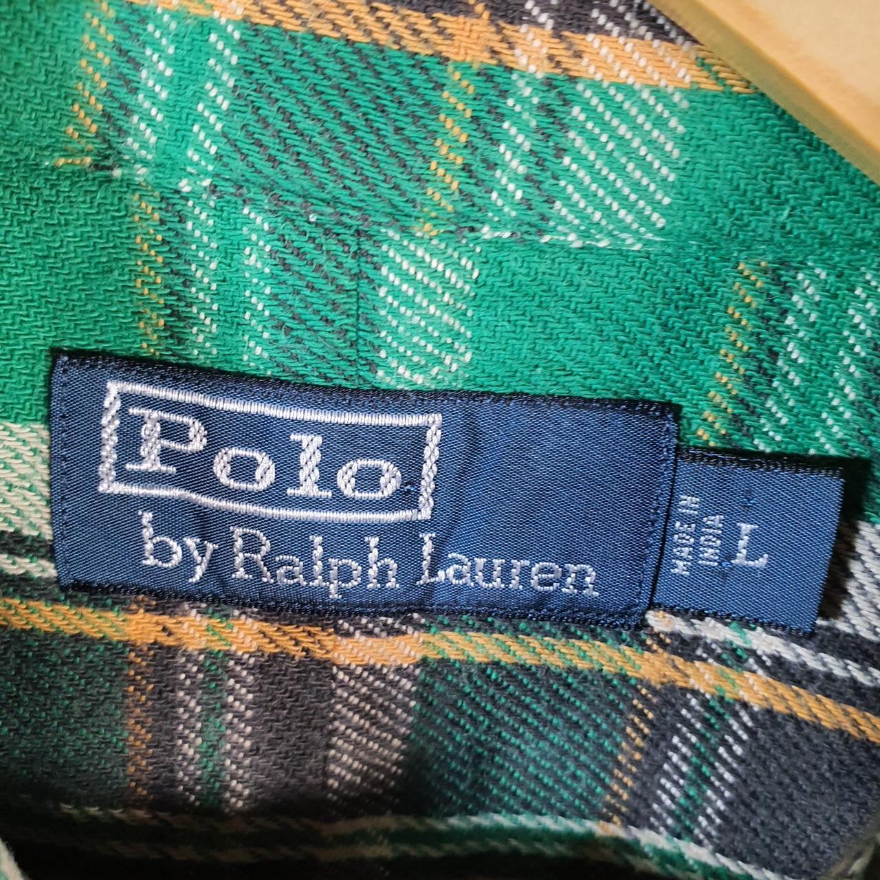 Vintage Ralph Lauren Button Down Shirt Men’s Large Green Flannel Pockets