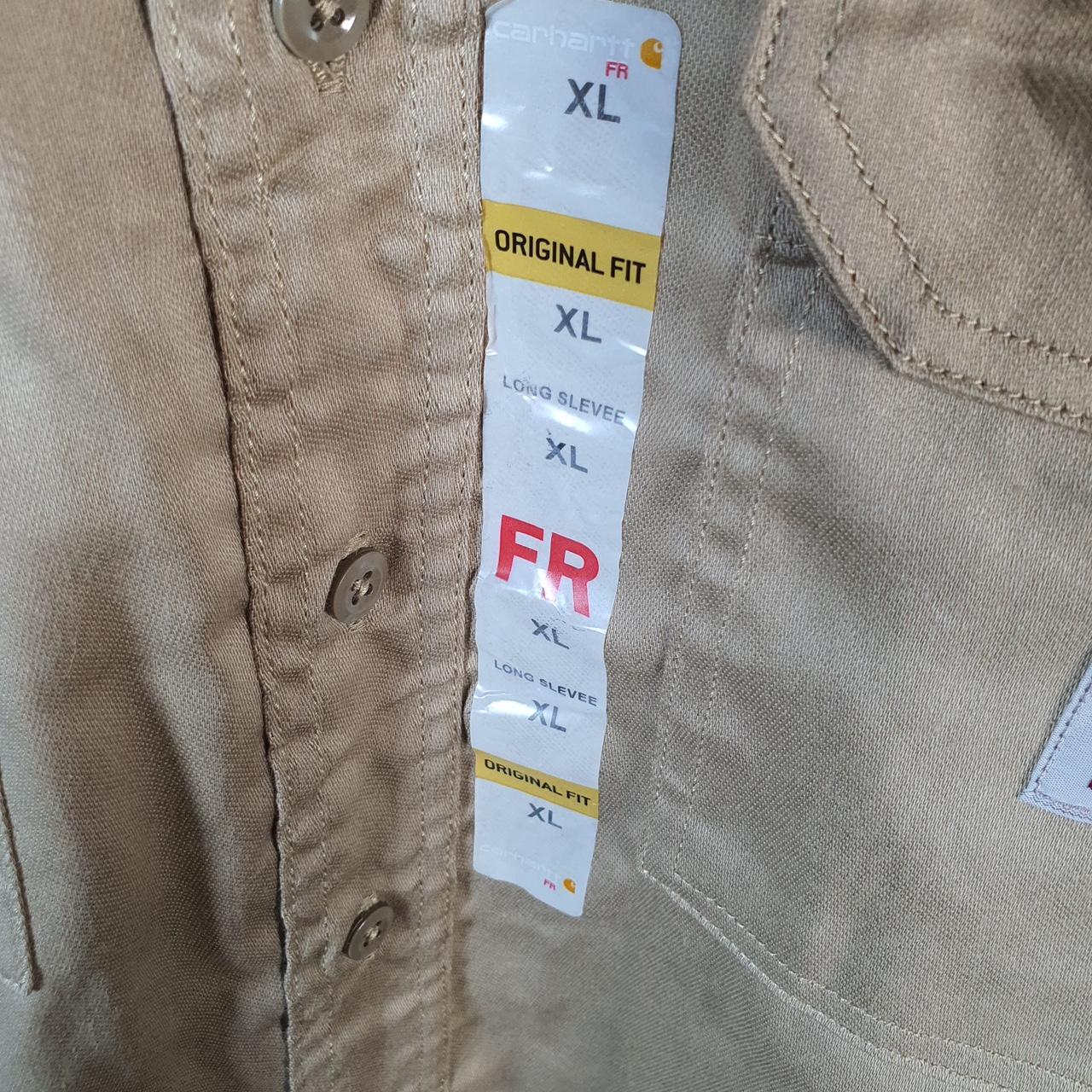 Vintage Carhartt FR Shirt Button Down Mens XL Brown Long Sleeve Utility Relaxed Fit
