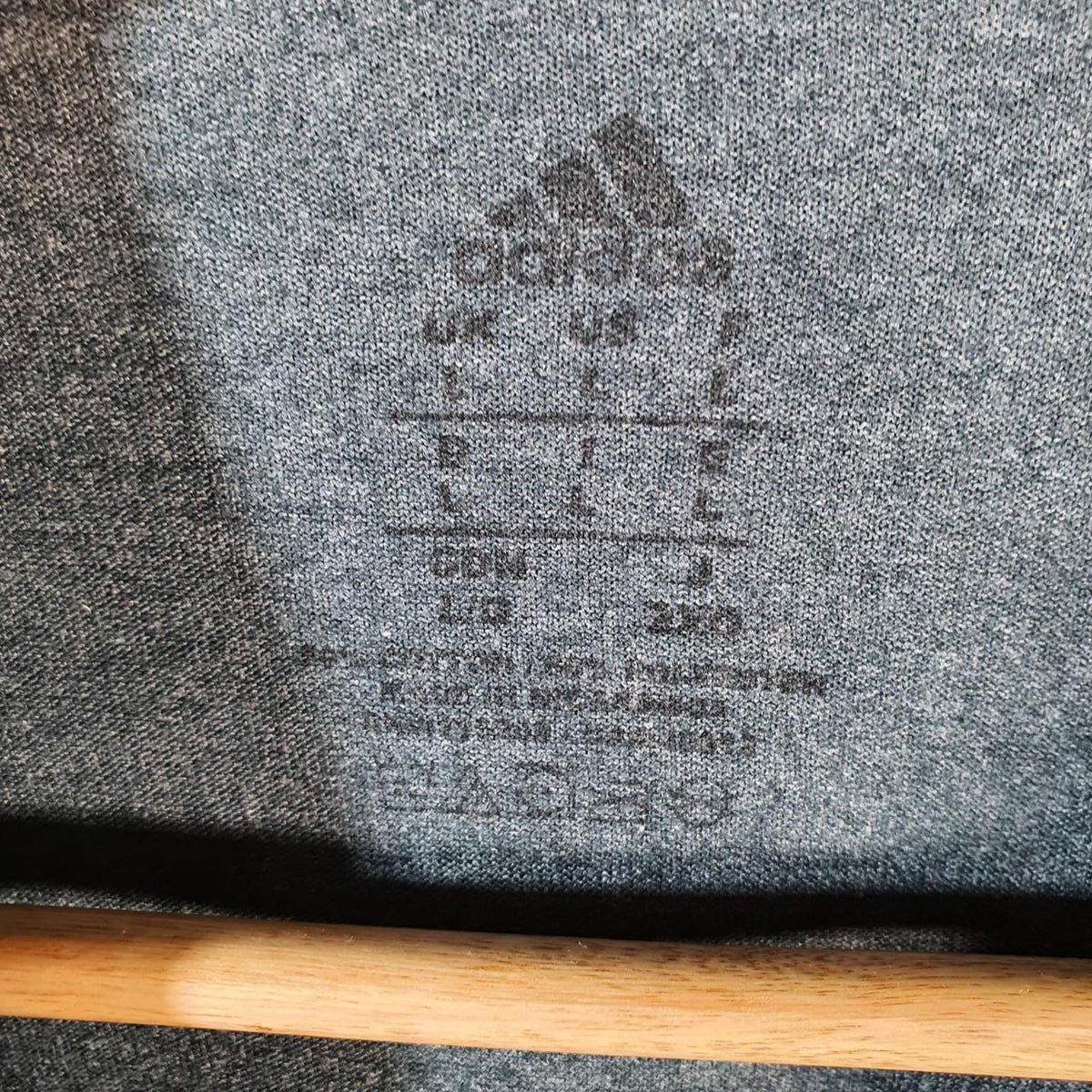 Vintage Adidas T Shirt Men’s Large Grey Three Stripes Logo Athletic