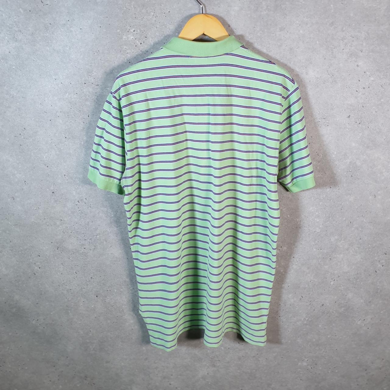 Vintage Ralph Lauren Polo Shirt Men’s large Green Striped Cotton Pony C9611