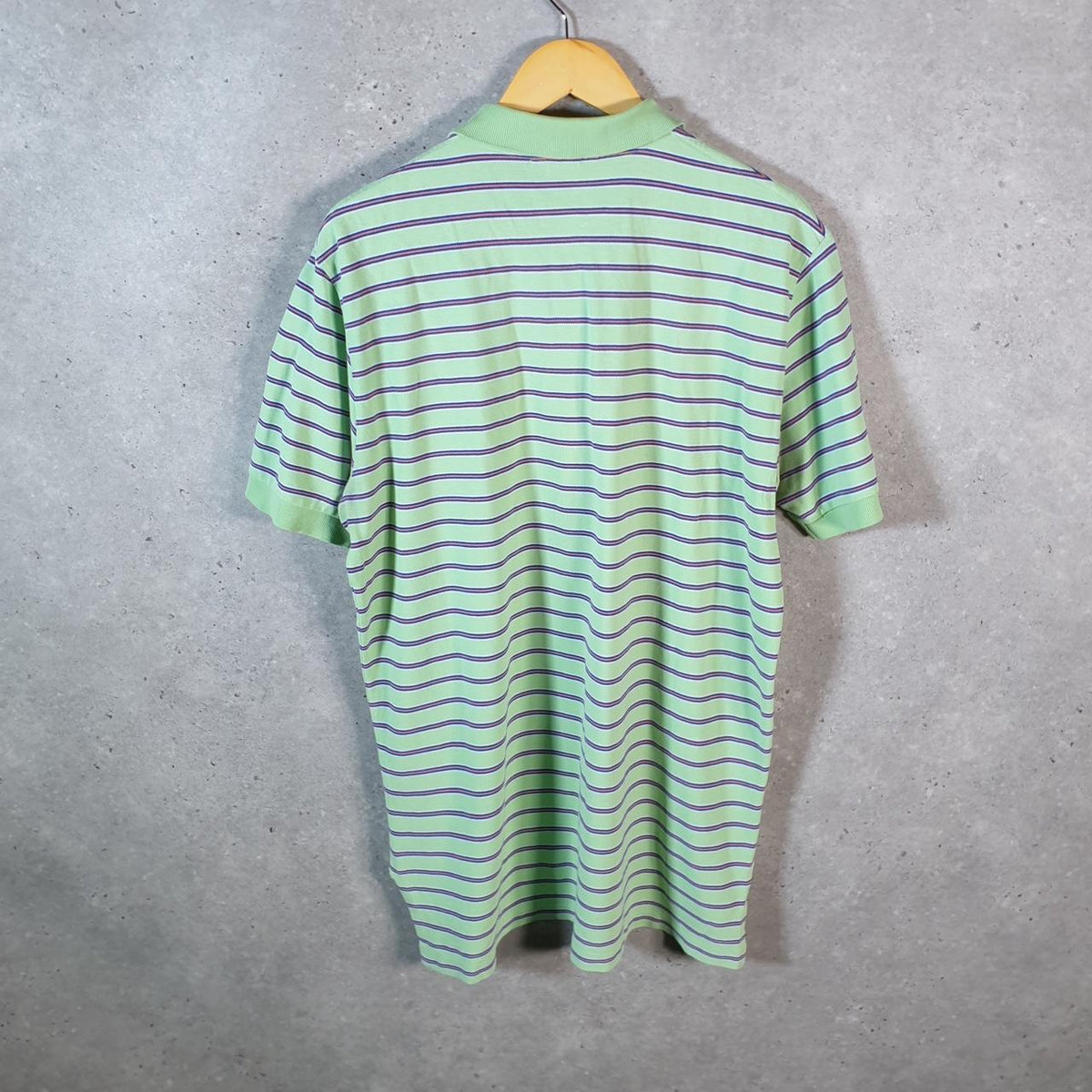 Vintage Ralph Lauren Polo Shirt Men’s large Green Striped Cotton Pony C9611