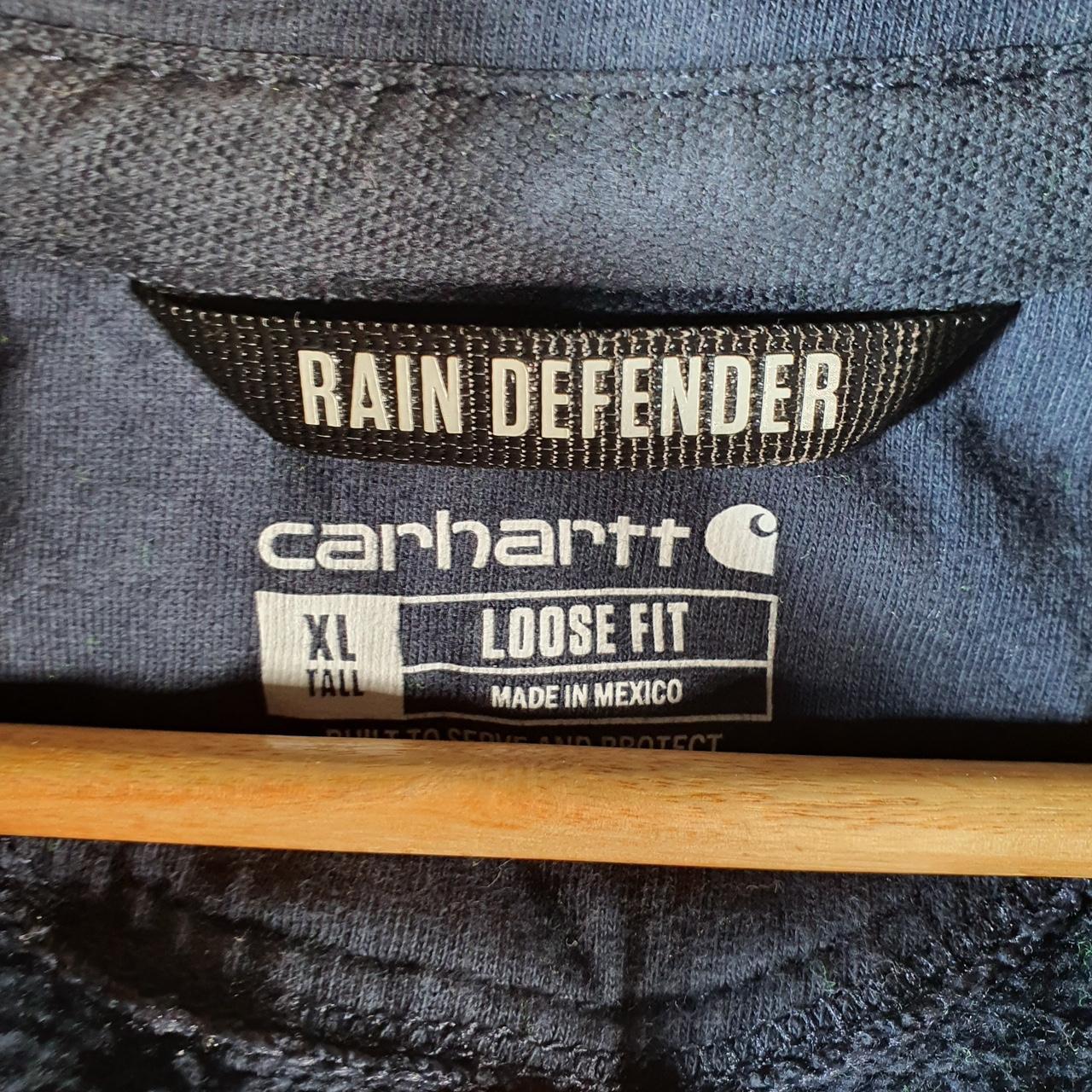 Vintage Carhartt Rain Defender Hoodie Men’s XL Tall Navy Blue 1/4 Zip Pullover USA Loose Fit