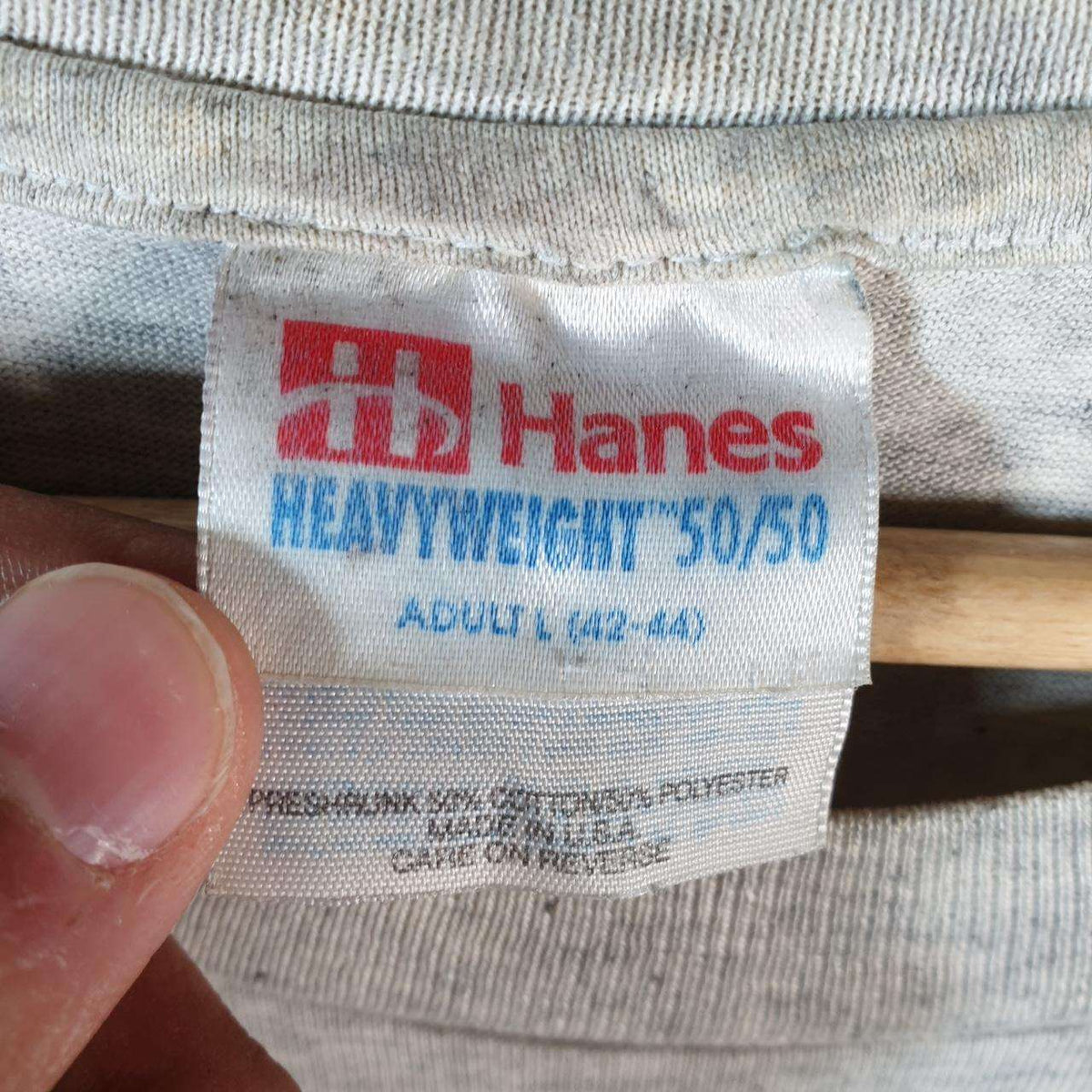 Vintage Hanes 50/50 Always Ready 1994 USA Single Stitch T Shirt Men’s Large Grey Big Fish Vintage
