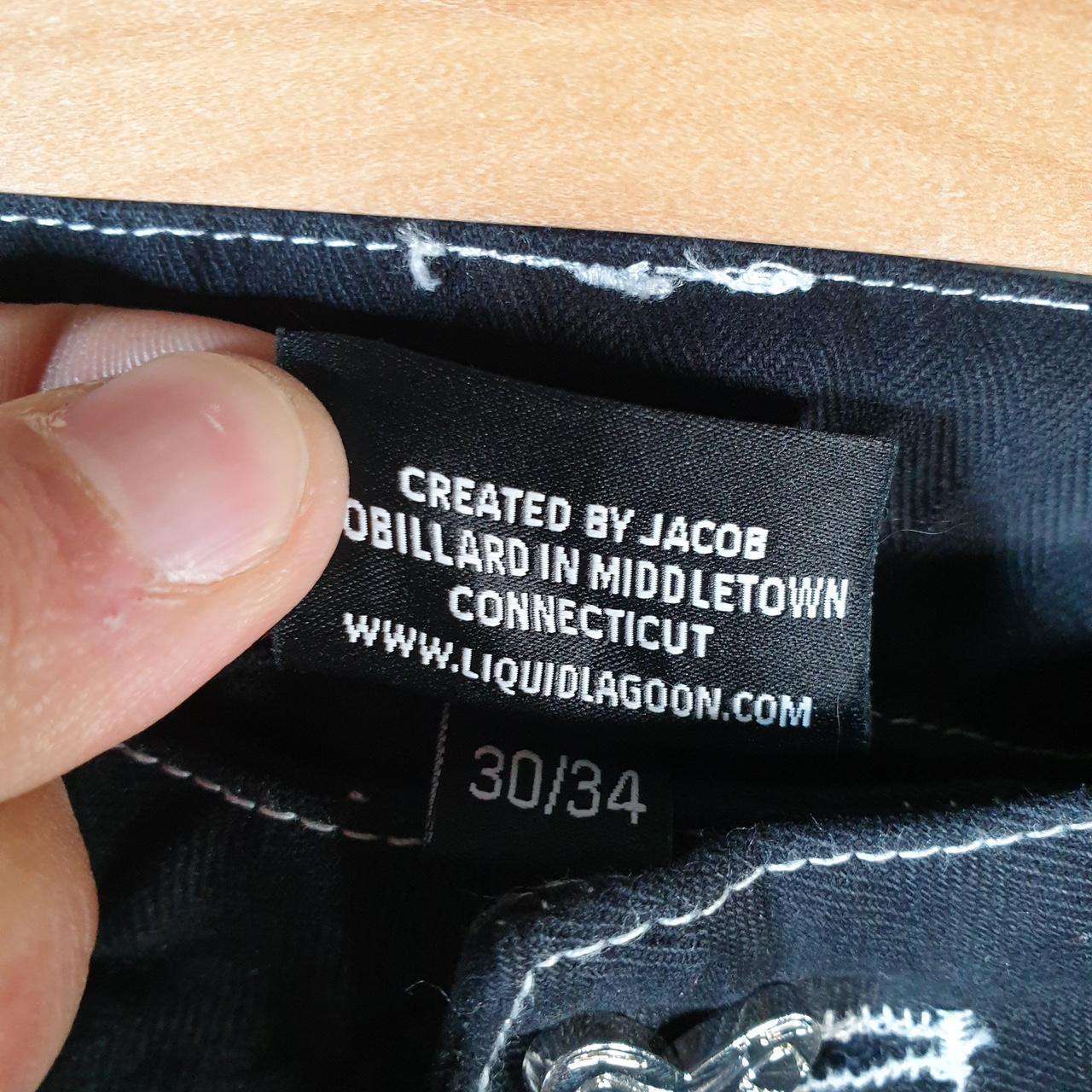 Vintage Liquid Lagoon Baggy Y2K Hip Hop Jeans Mens W30 L30 Black Denim Wide Leg Big Fish Vintage