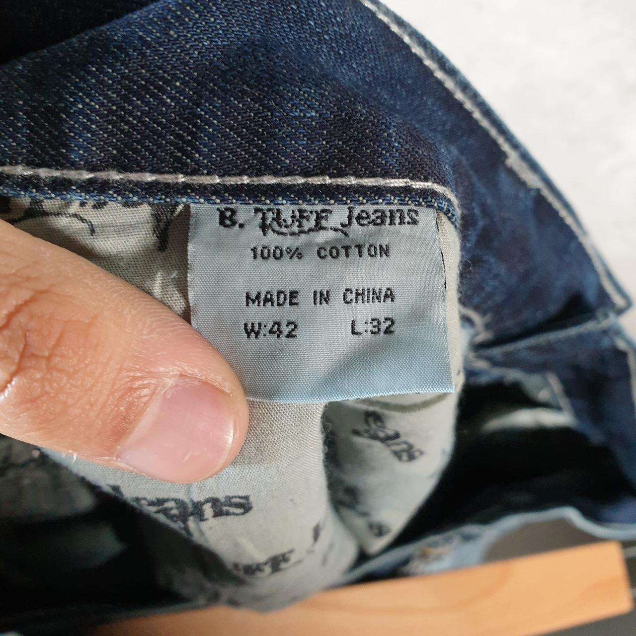 Vintage B Tuff Baggy Y2K Hip Hop Jeans Mens W42 L32 Blue Denim Embroidered Big Fish Vintage