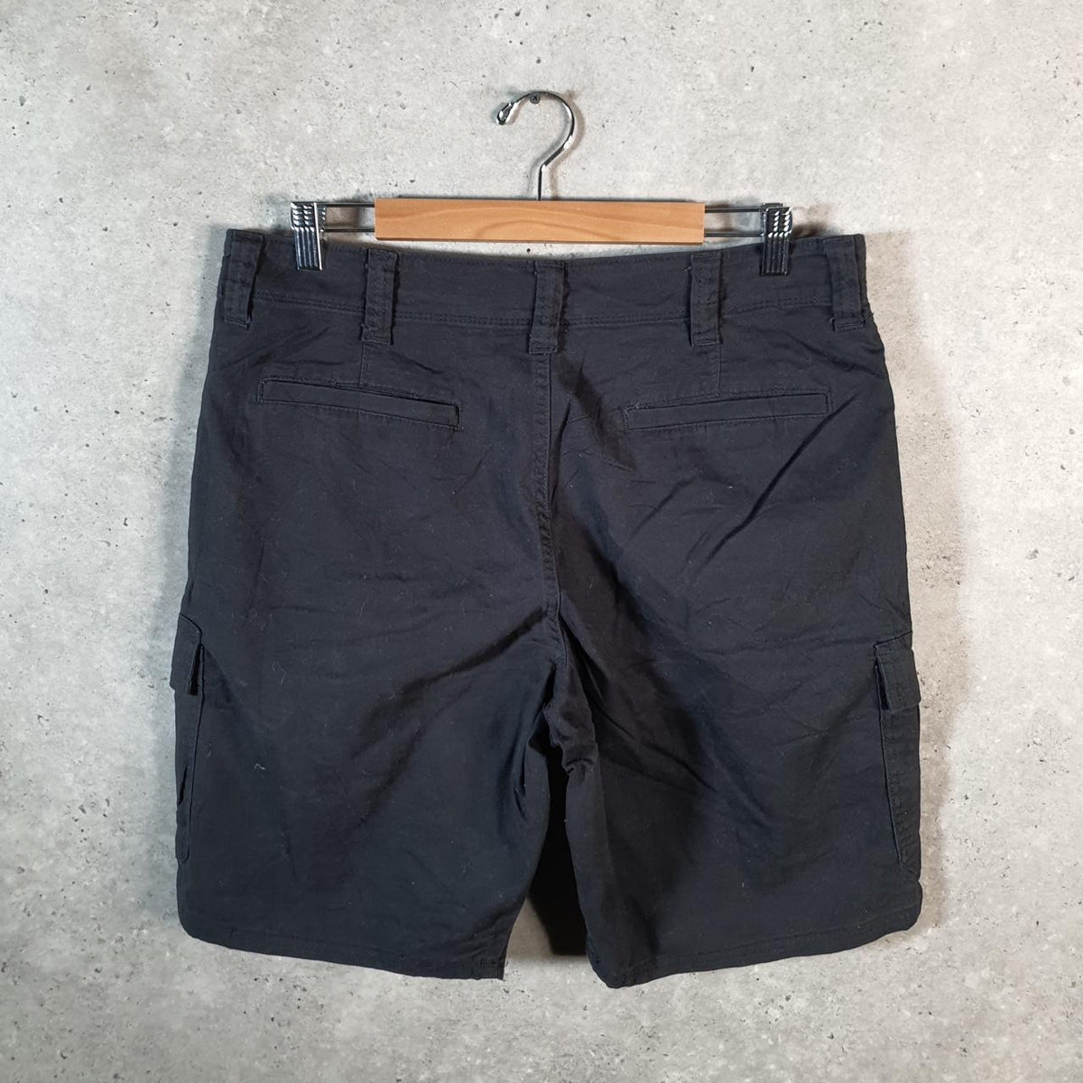 Vintage Wrangler Chino Shorts Jorts Cargo Men’s W34 Black Baggy Cotton A4444